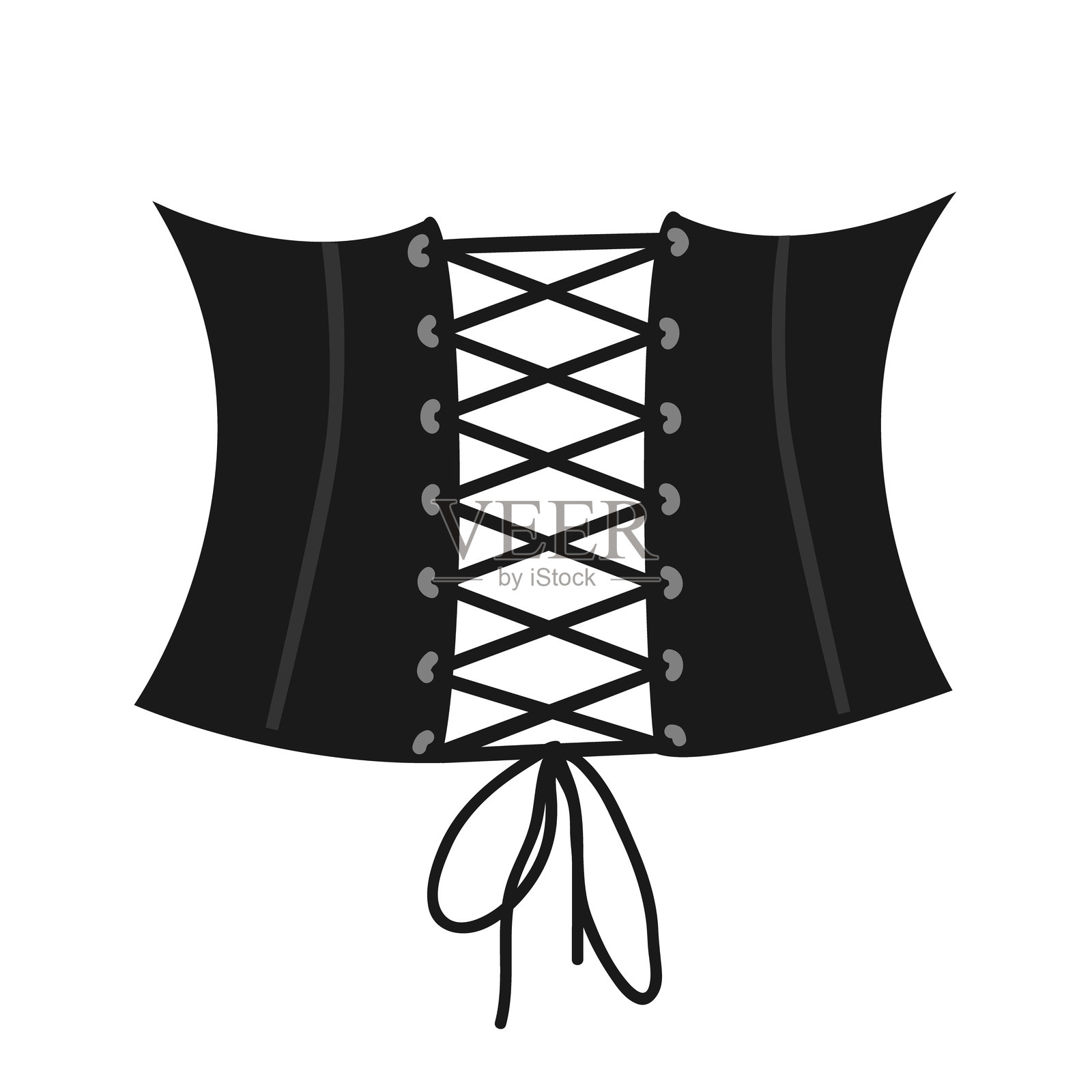 女性束胸带矢量图标，复古女性服装设计元素。孤立矢量图插画图片素材