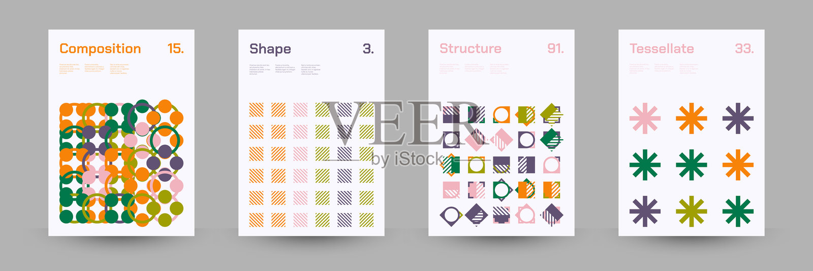 多样的几何图案:广泛的对称几何形状和重复形式。抽象马赛克海报背景。插画图片素材