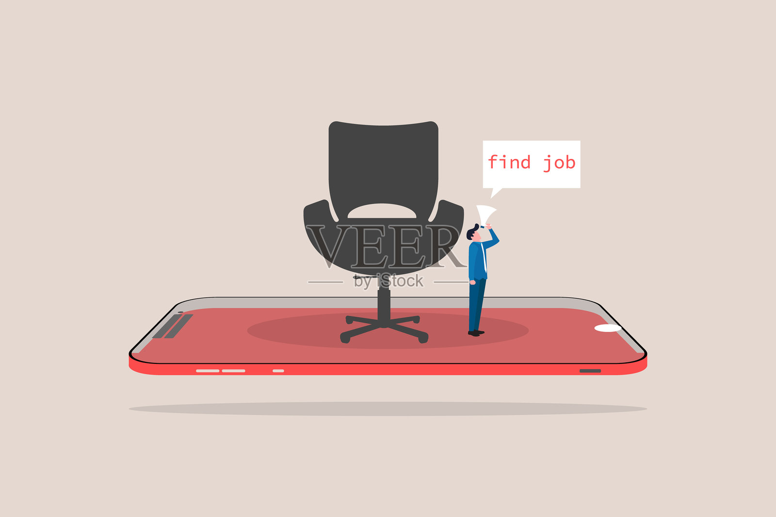 招聘海报或横幅矢量概念在极简风格与椅子。象征职位空缺、工作机会、职业发展、招聘广告。Eps10矢量图插画图片素材