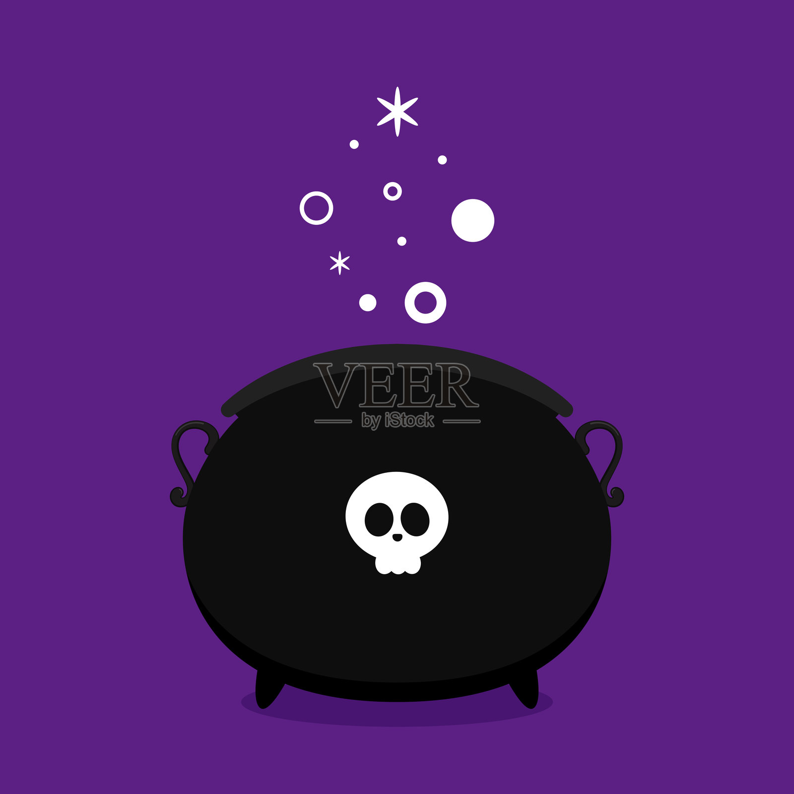 巫婆的坩埚，万圣节的绿药水魔法锅。矢量钢锅炉沸腾神奇的酿造或蒸粘。有毒的卡通水壶。插画图片素材