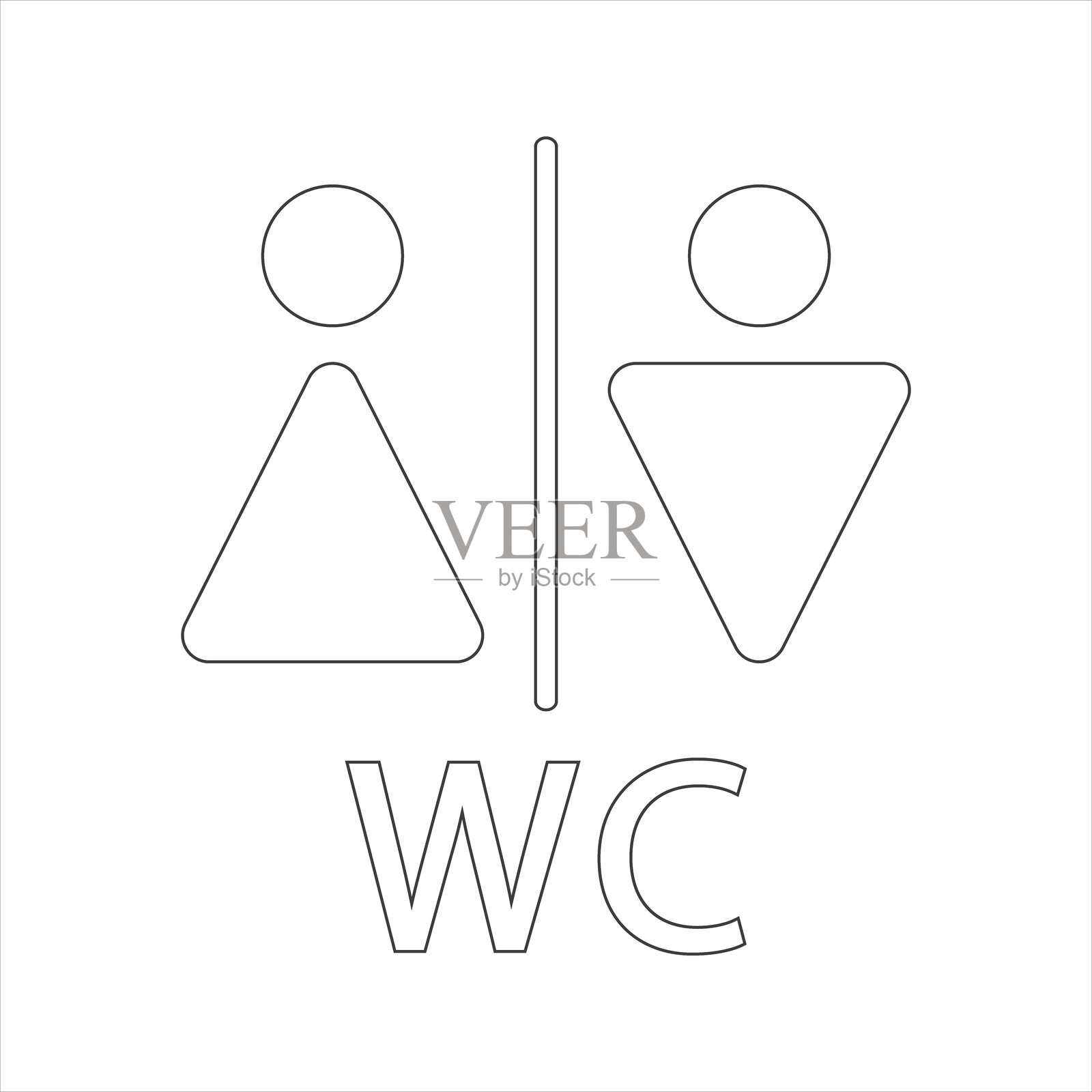 白色背景上的厕所图标插画图片素材