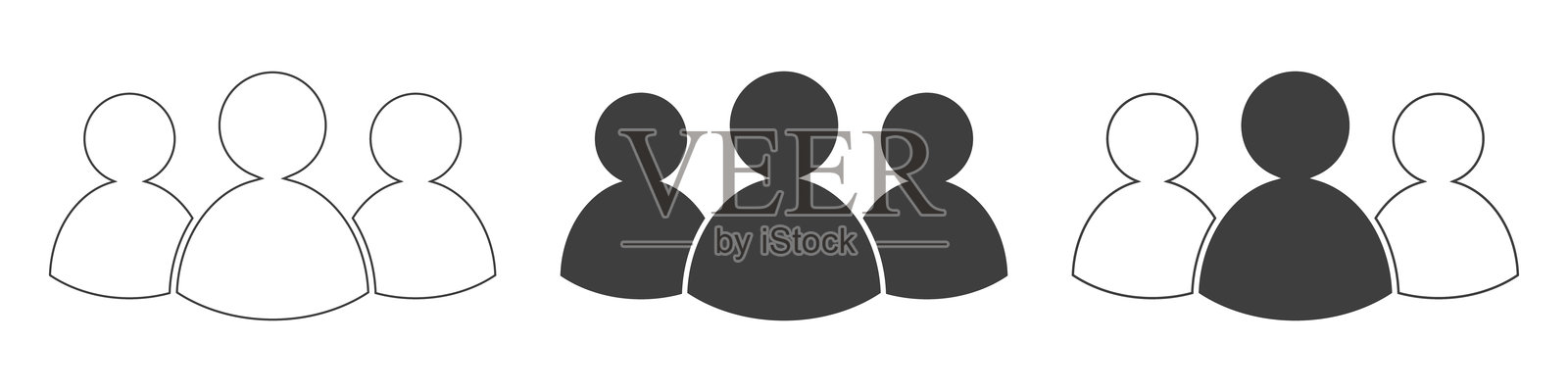 白色背景上的人群图标。插画图片素材