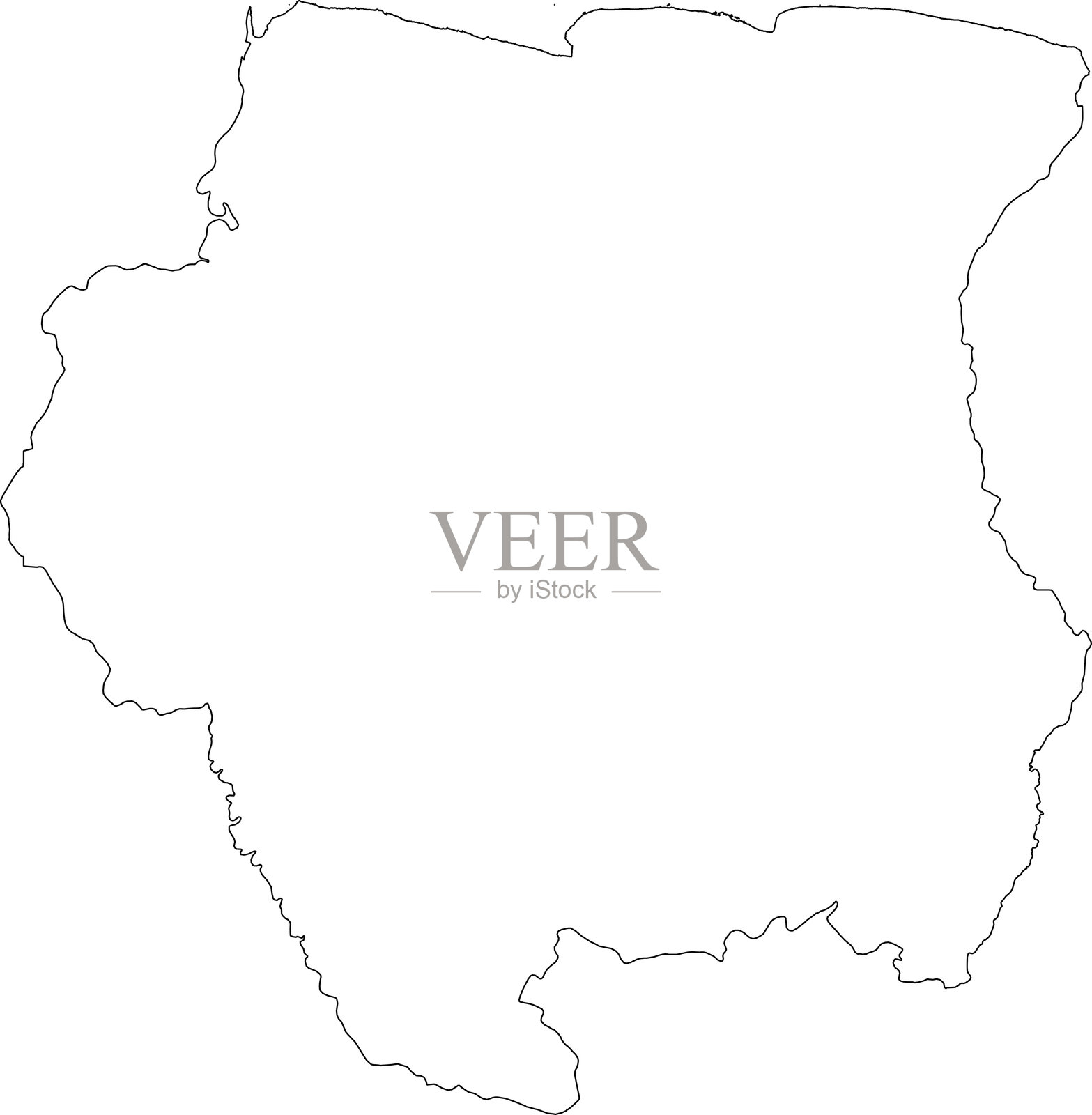 苏里南地图及其行政区划和地区插画图片素材