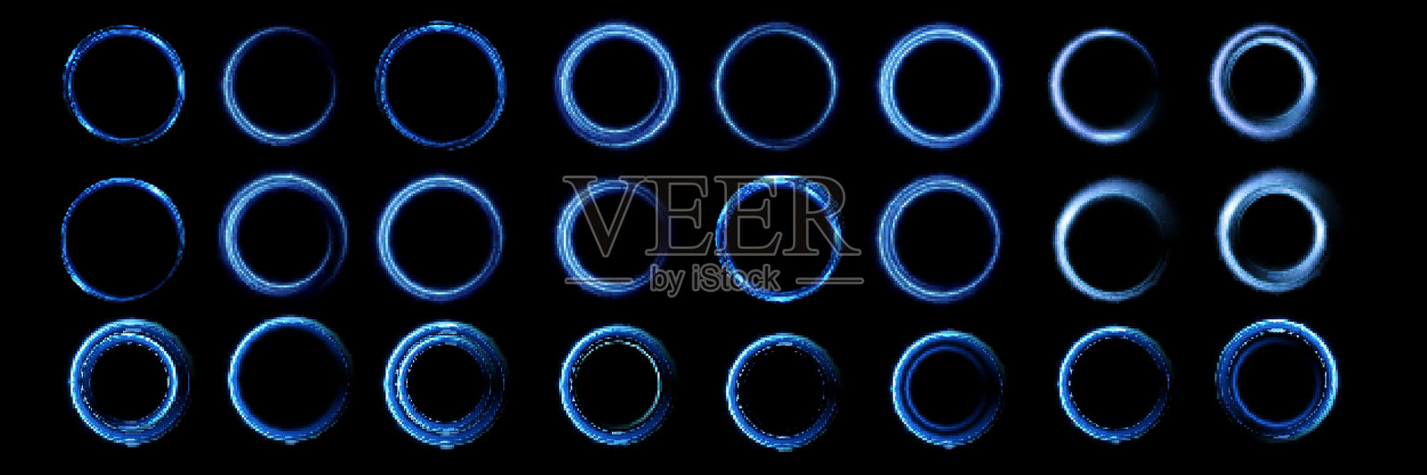 霓虹魔圈。未来的光圈作为背景，循环。光框架。向量。神奇的门户。插画图片素材
