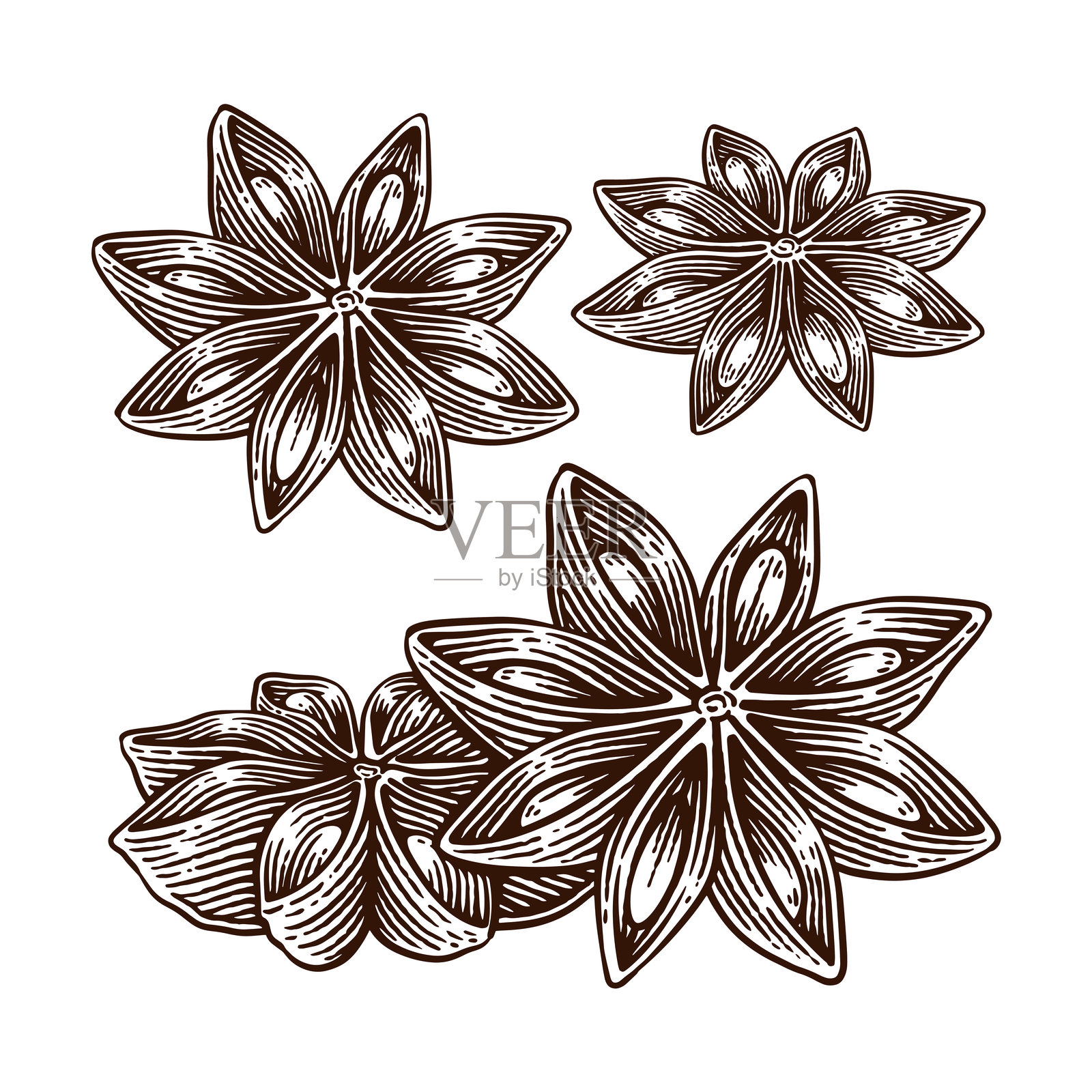 一套八角笔墨插图插画图片素材