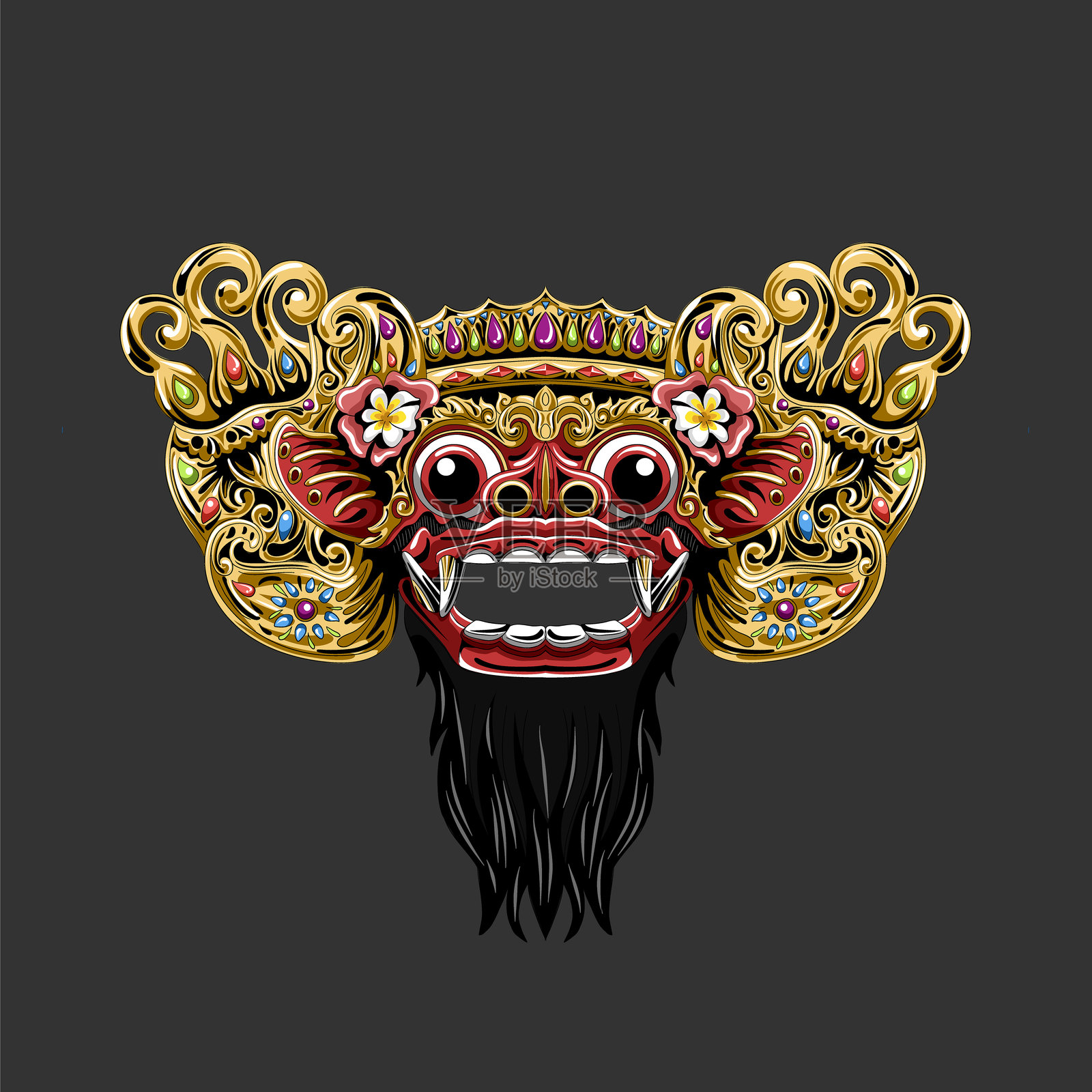 巴厘巴龙面具插画图片素材