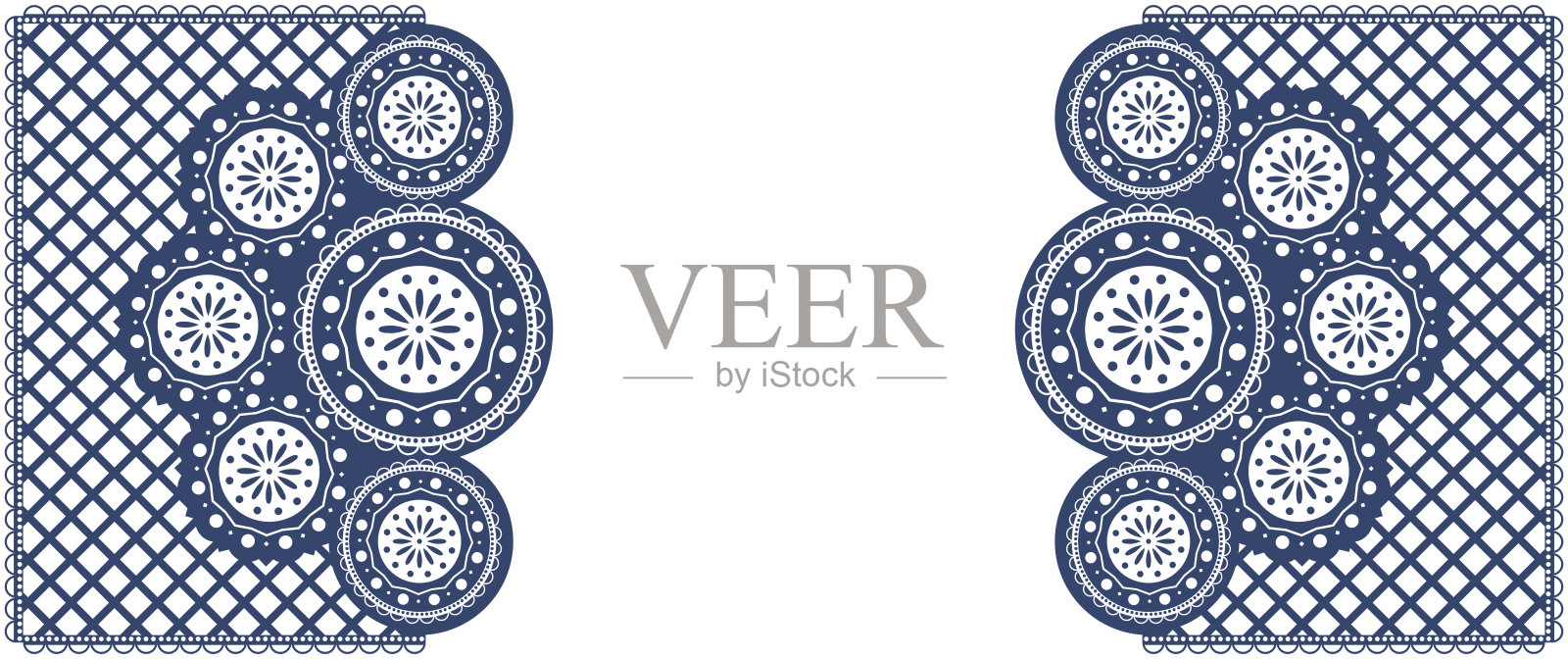 向量。全国西班牙裔传统月。网页横幅，海报，封面，开机屏幕，社交媒体，背景与复制空间为您的文字。蓝色穿孔图案Picado纸，花卉图案。插画图片素材