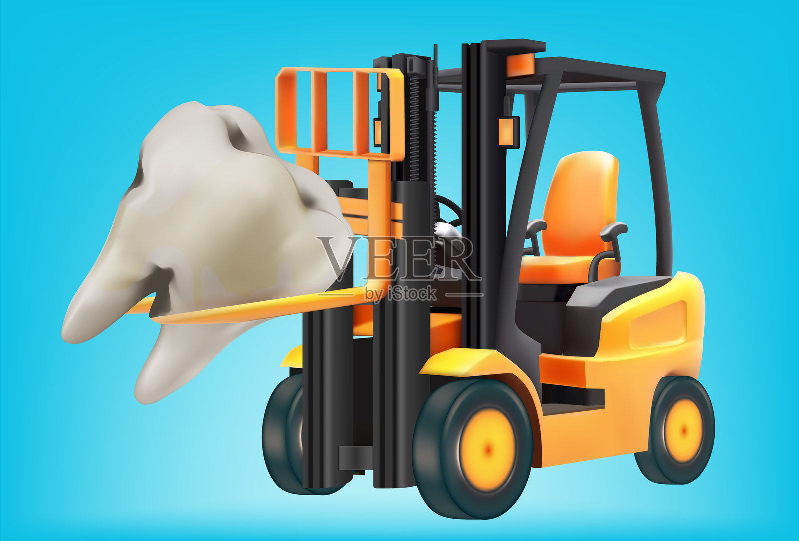 概念3D逼真的叉车提取矢量插图牙齿治疗和牙科护理概念。网格梯度wes插画图片素材