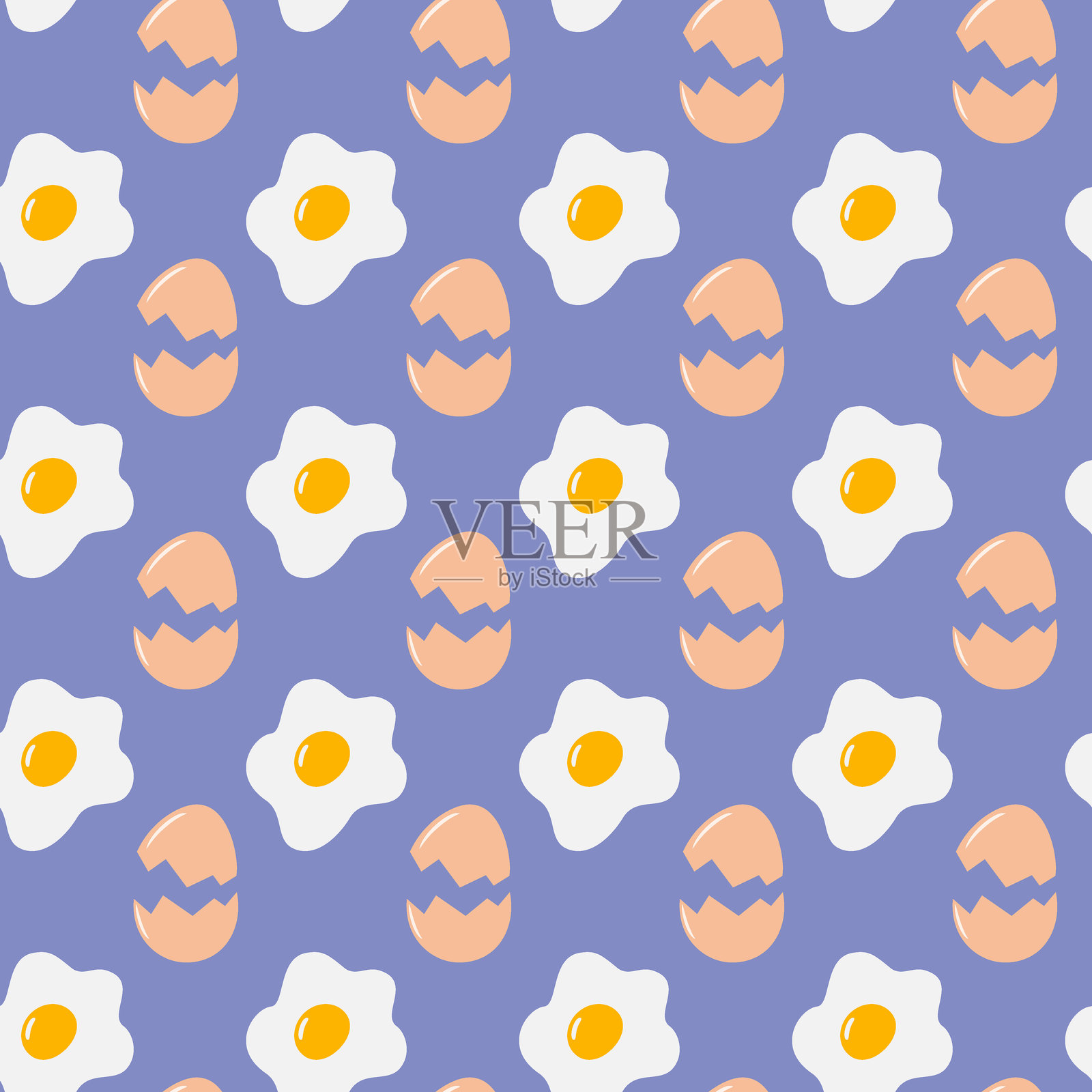 蛋黄破壳煎蛋花纹无缝。烹饪背景纹理概念插画图片素材