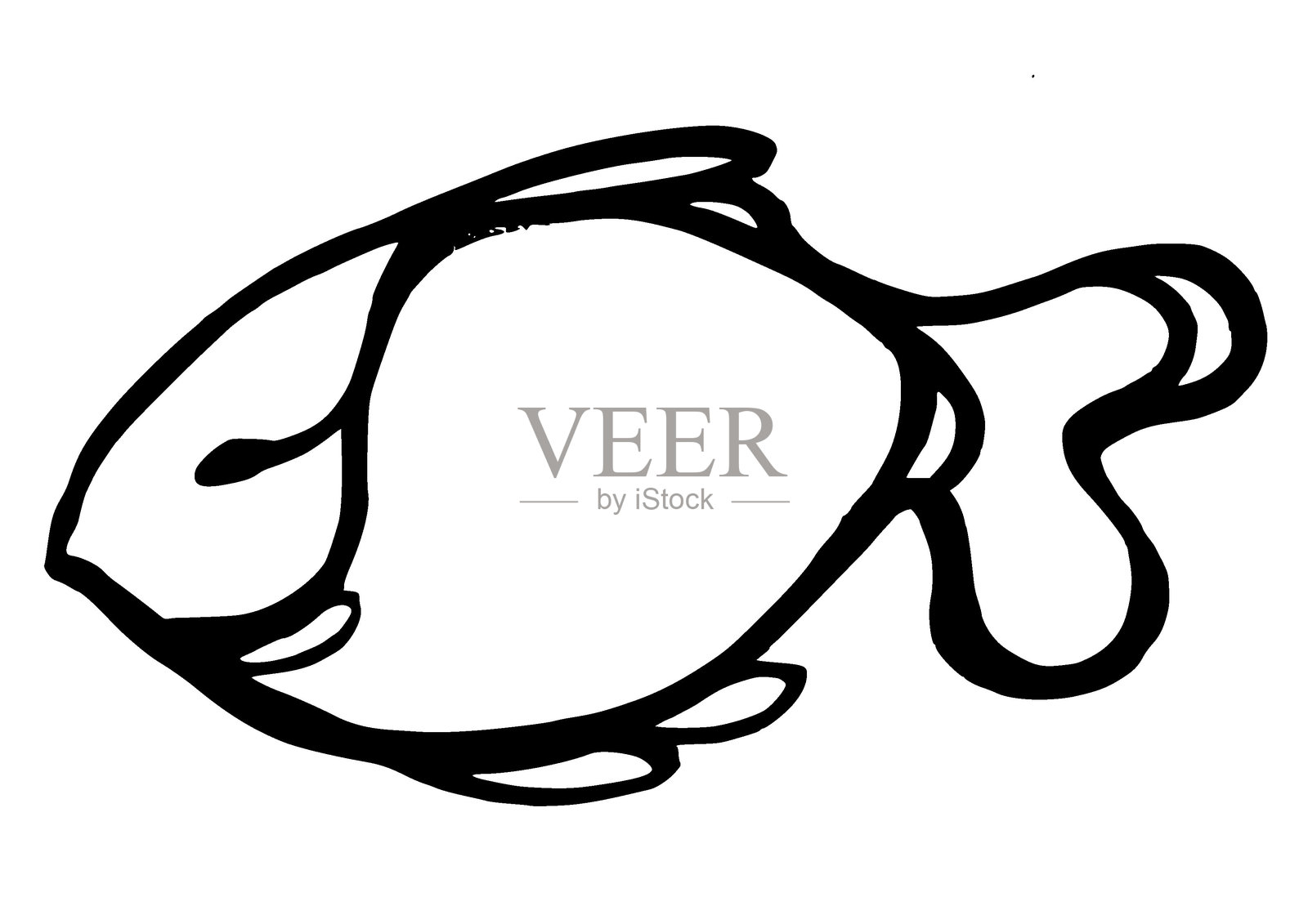 鱼的形状。单线轮廓插画图片素材