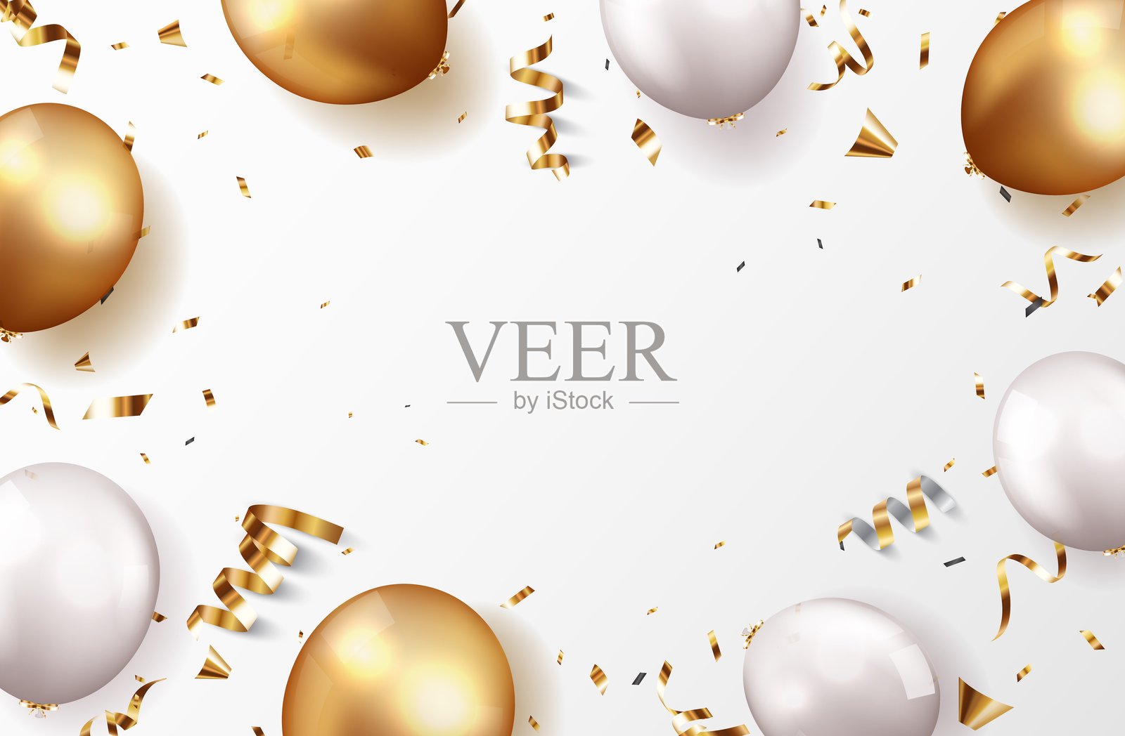 金色纸屑气球庆祝banner插画图片素材