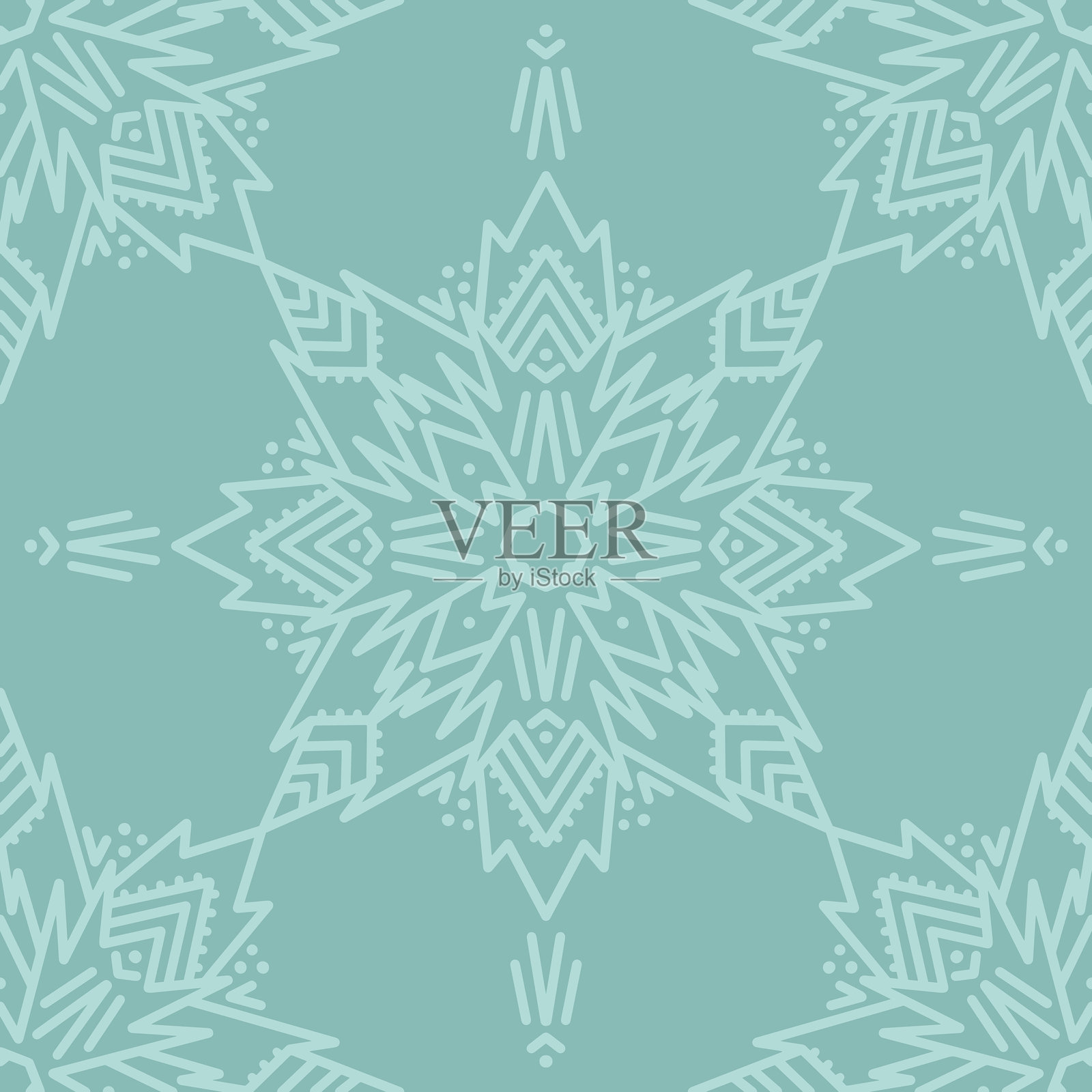 无缝图案与手绘曼陀罗装饰。插画图片素材