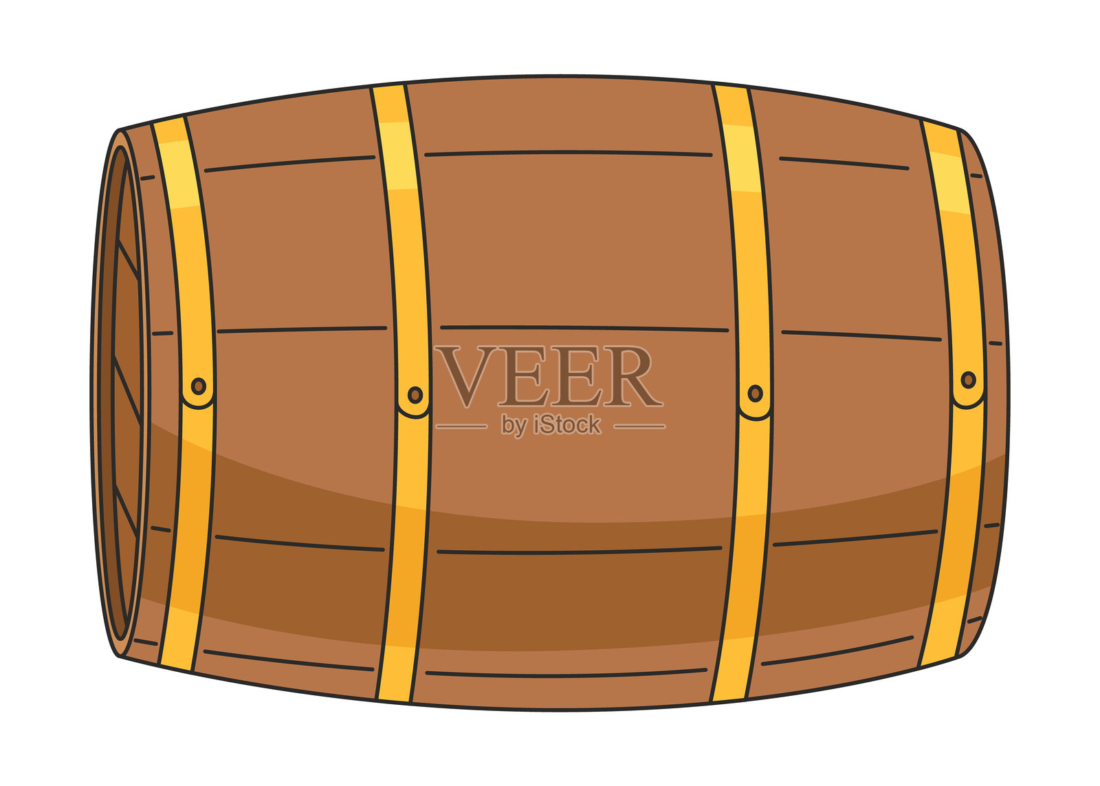 威士忌木制酒桶图标。载体酒精产品广告设计孤立的白色背景插画图片素材
