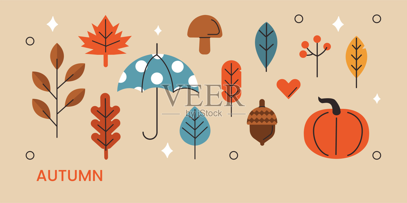 秋天的元素插画图片素材