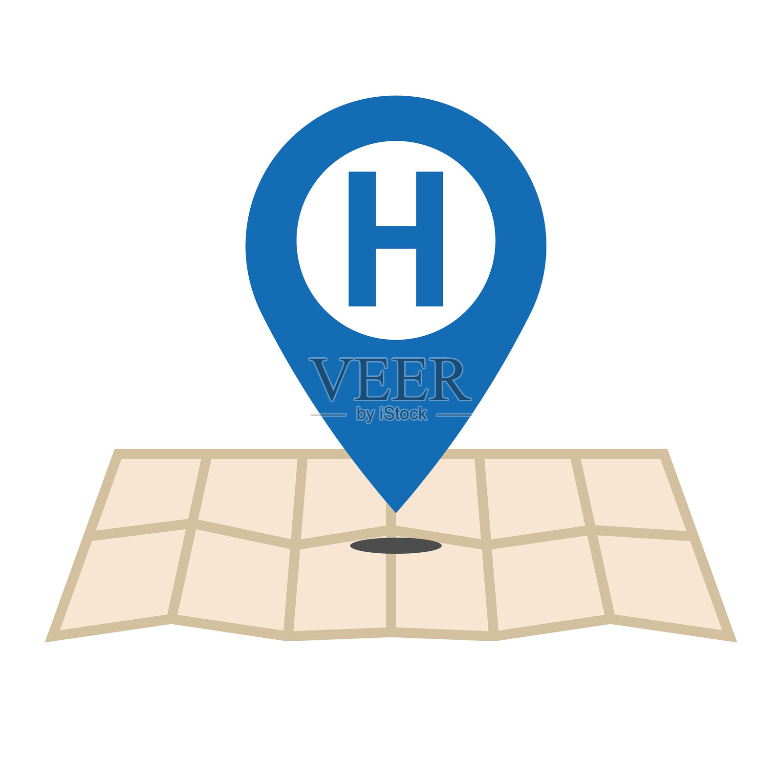 酒店位置标记和地图插画图片素材