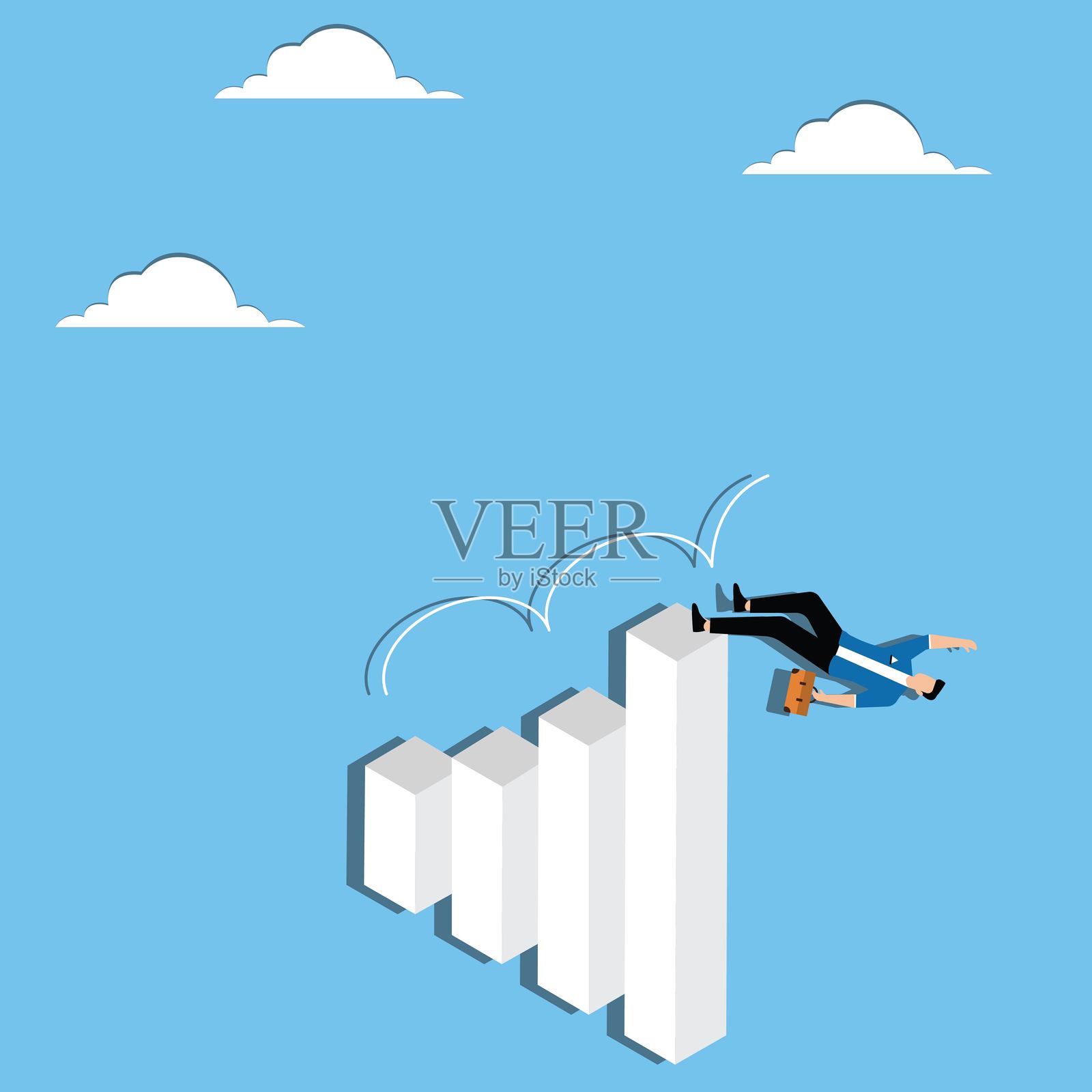 人从图表上掉下来了插画图片素材