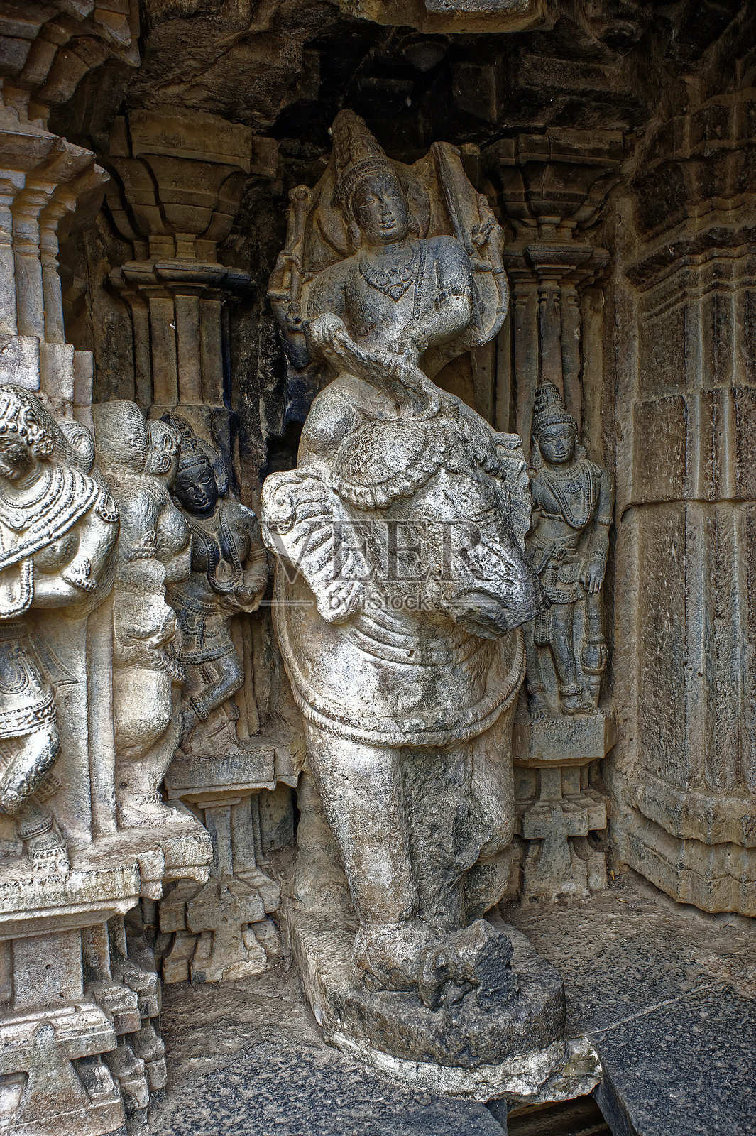 印在Kopeshwar神庙墙上的印度神照片摄影图片