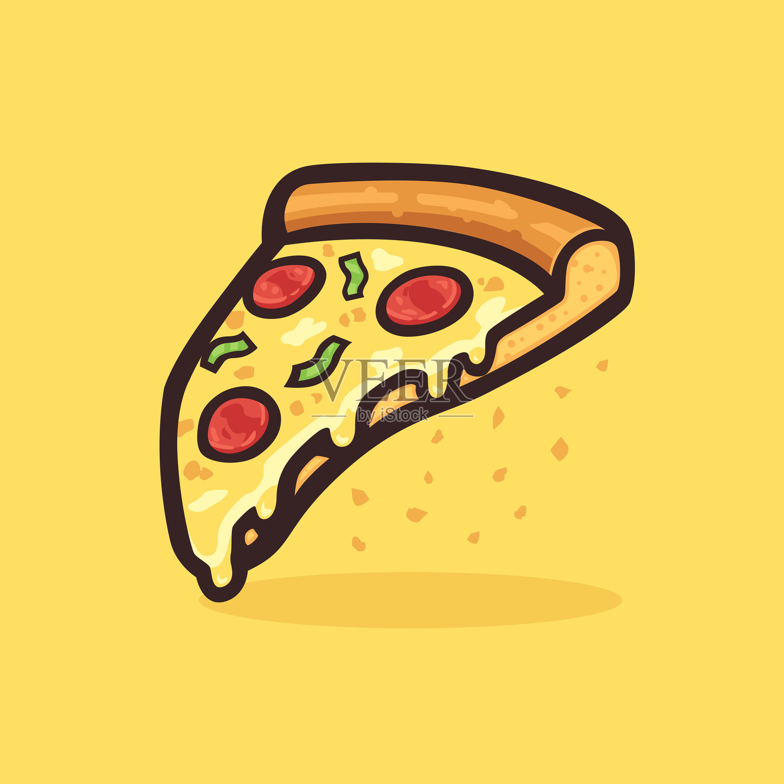 意大利辣香肠披萨矢量插图插画图片素材