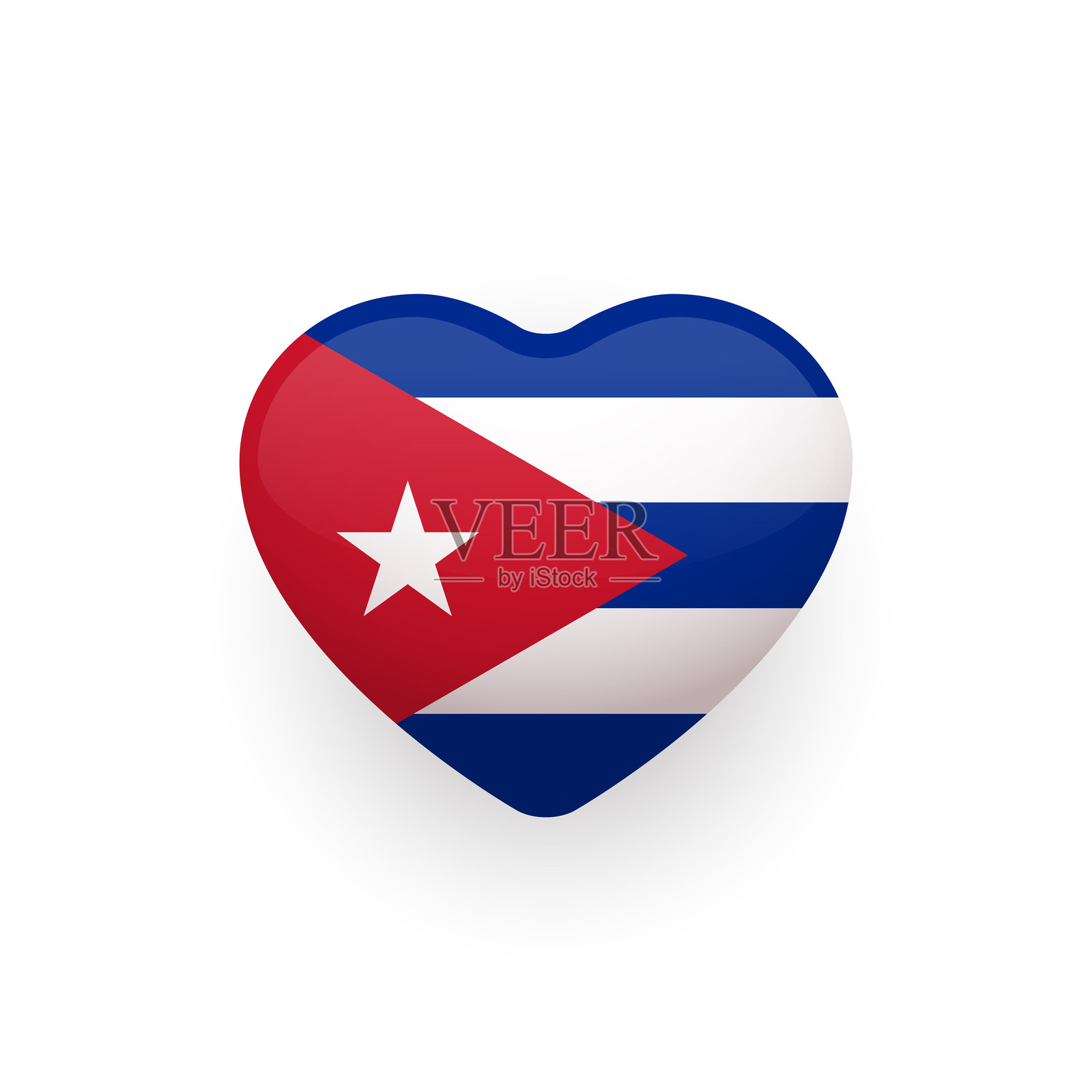 古巴国旗形状为心形图标。古巴的旗帜。矢量插图。插画图片素材