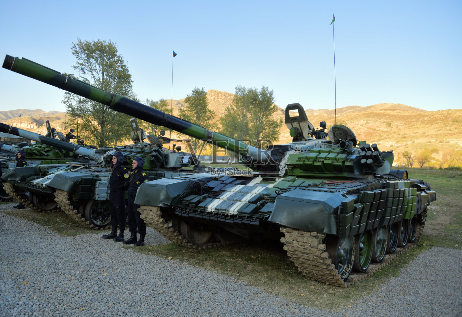 公开展示的坦克(T-72)，库巴德利，阿塞拜疆照片摄影图片