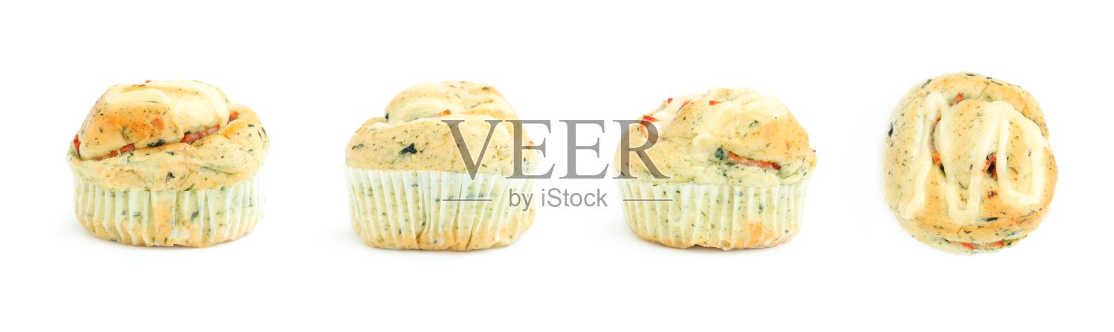 芝士松饼，白色背景，包装纸，自制松饼照片摄影图片