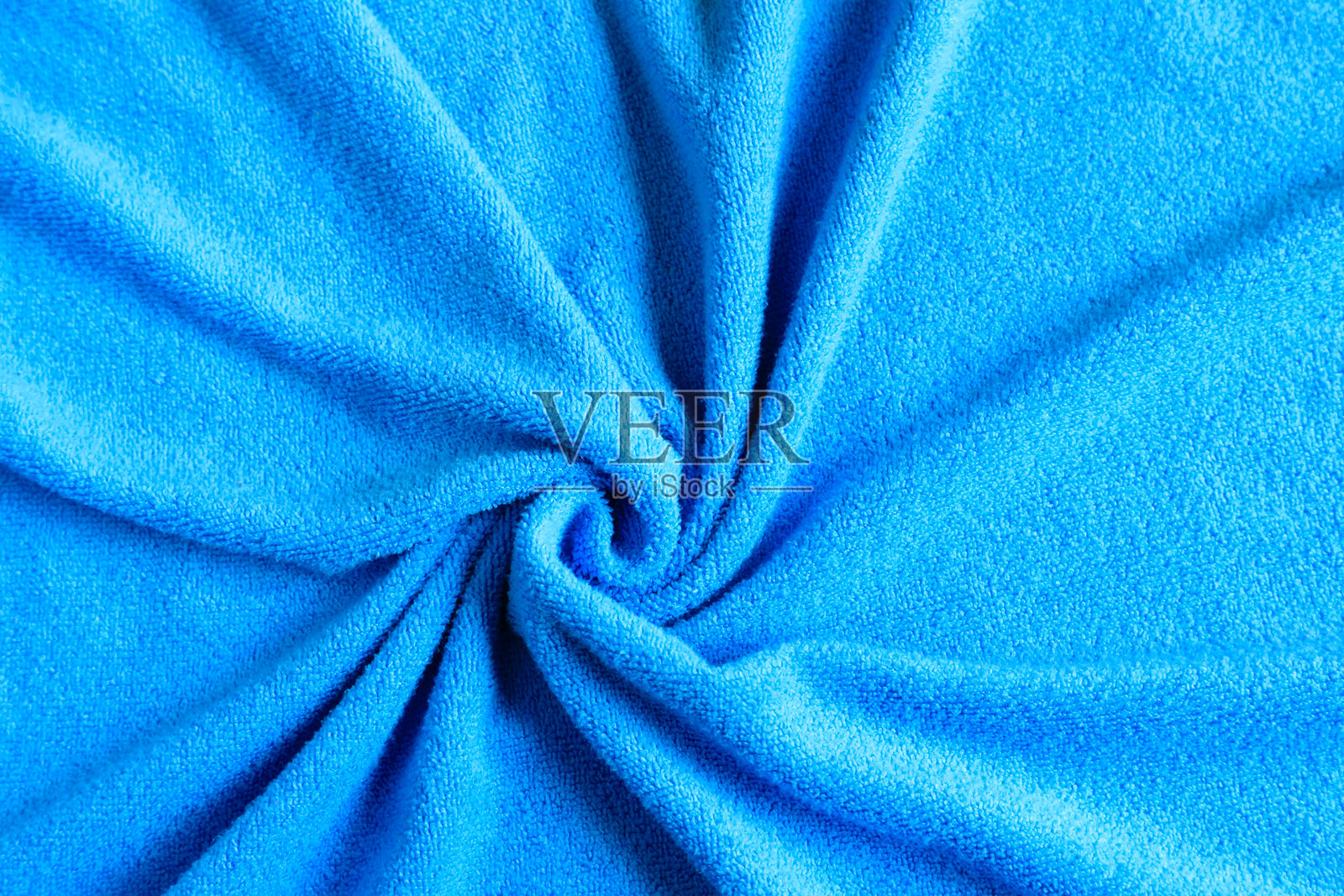蓝色毛巾纹理背景，棉织物毛巾照片摄影图片