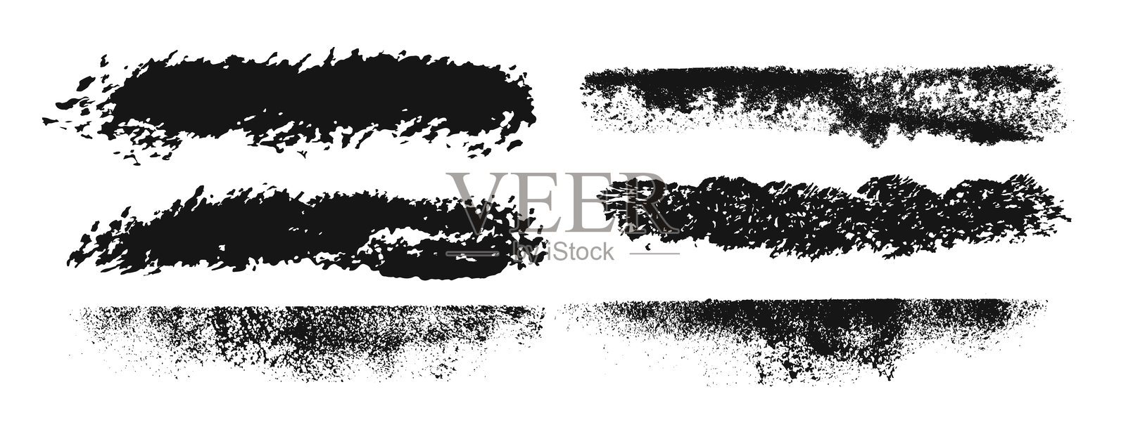 复古笔刷笔触合集-白色背景上的黑色墨线插画图片素材