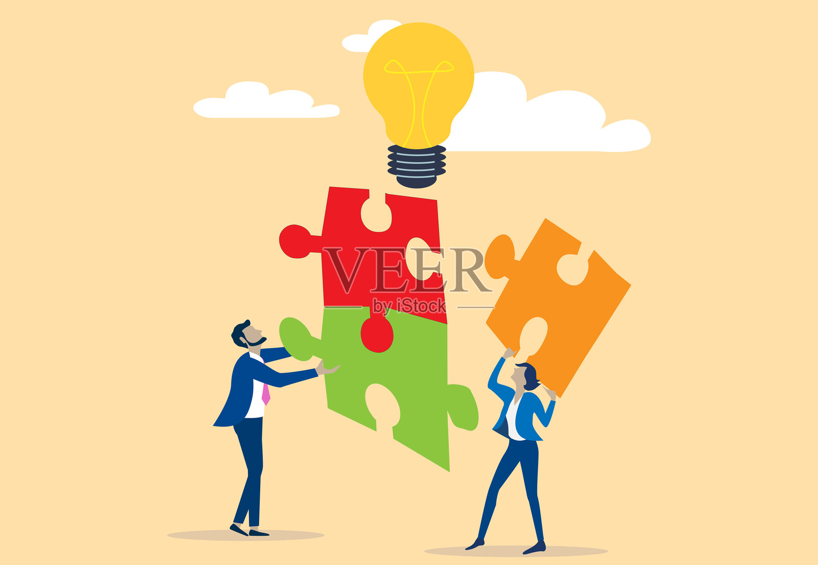 拼图团队合作概念插图的商业理念。插画图片素材