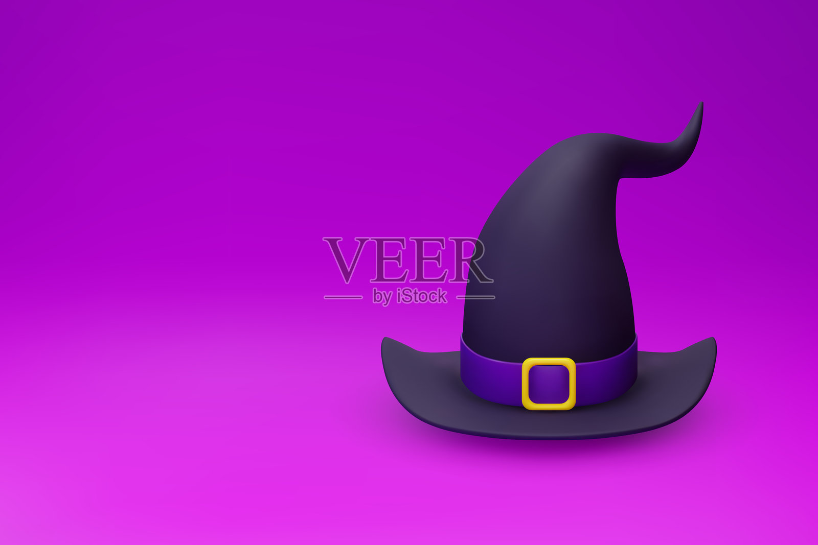 3d女巫帽子在紫色的背景。矢量插图。插画图片素材