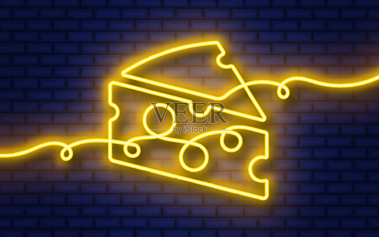 奶酪霓虹灯连续线图标插画图片素材