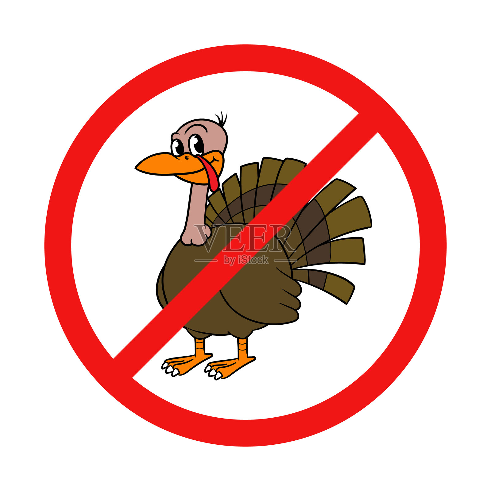 矢量没有火鸡标志在白色背景上插画图片素材