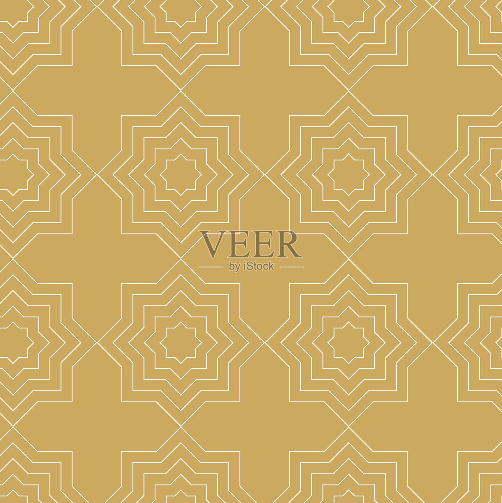 抽象的几何图案与十字，条纹，线条。无缝矢量背景。插画图片素材