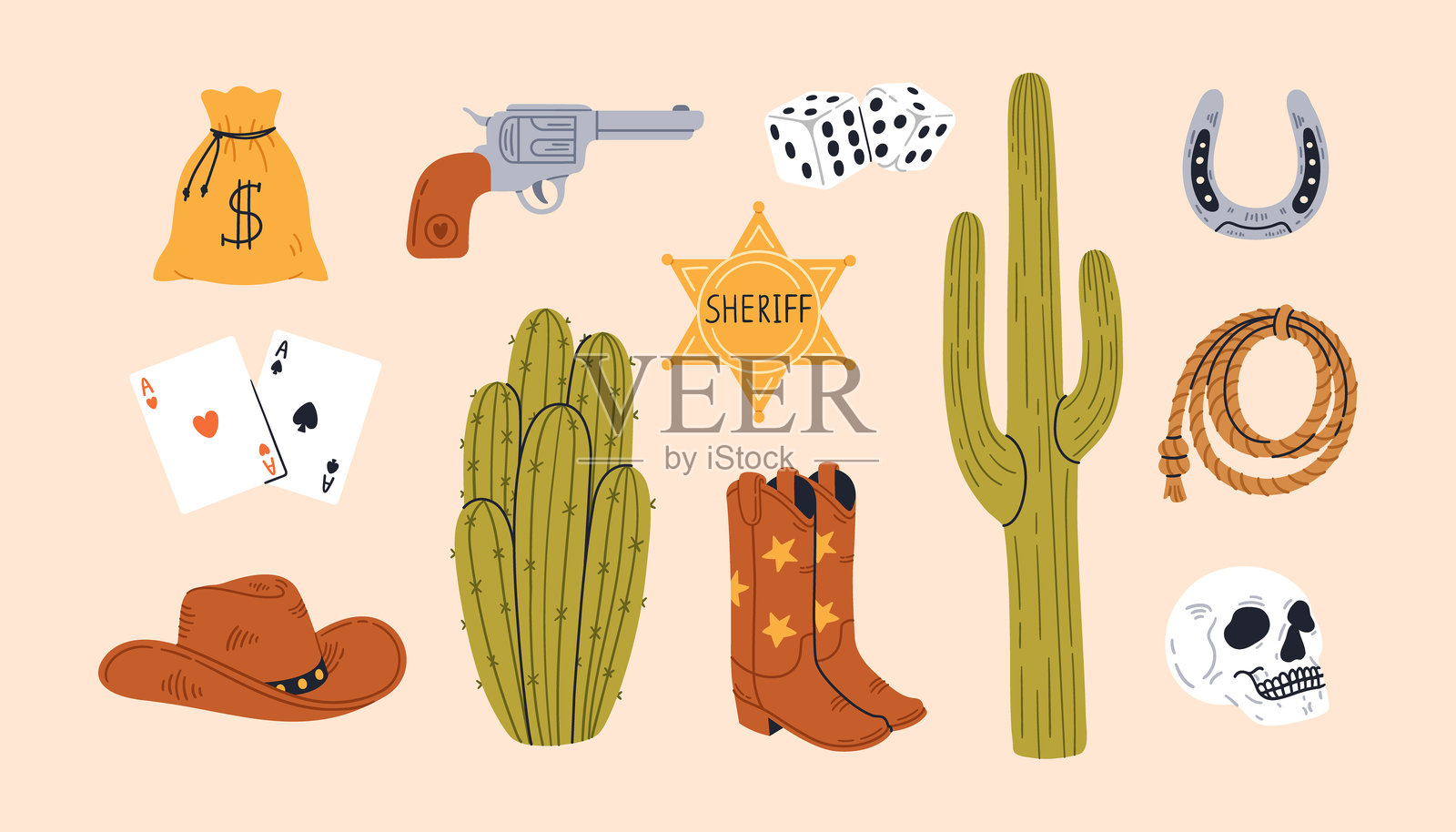 狂野西部插画图片素材