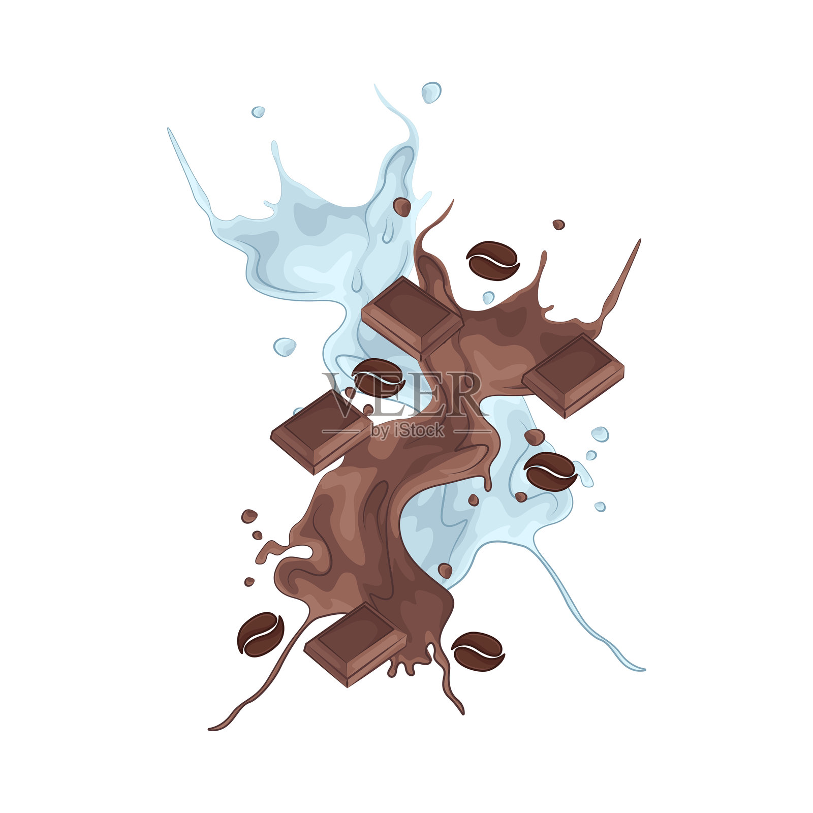 水花和巧克力花插画图片素材