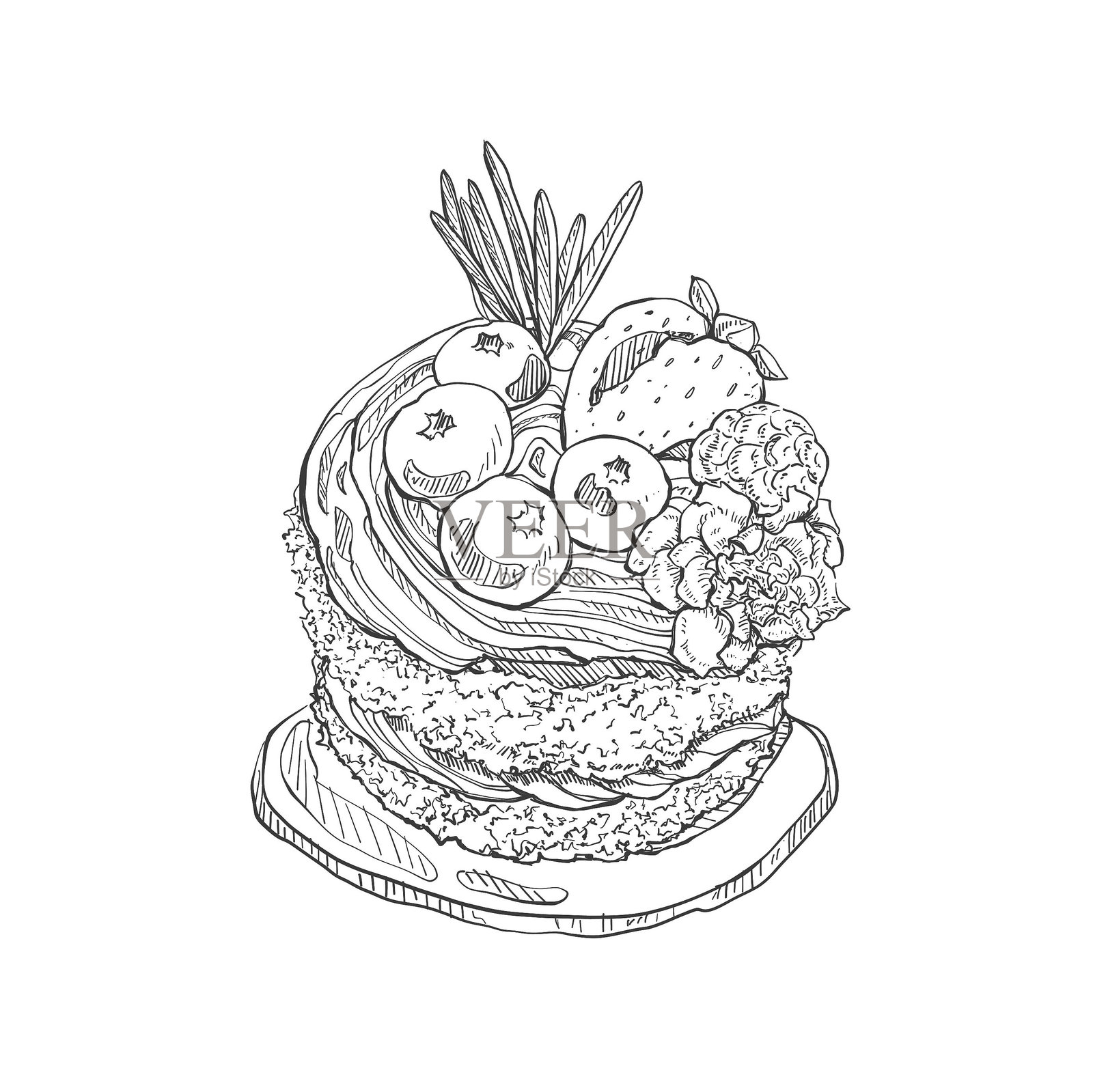 插图手绘面包蛋糕。插画图片素材