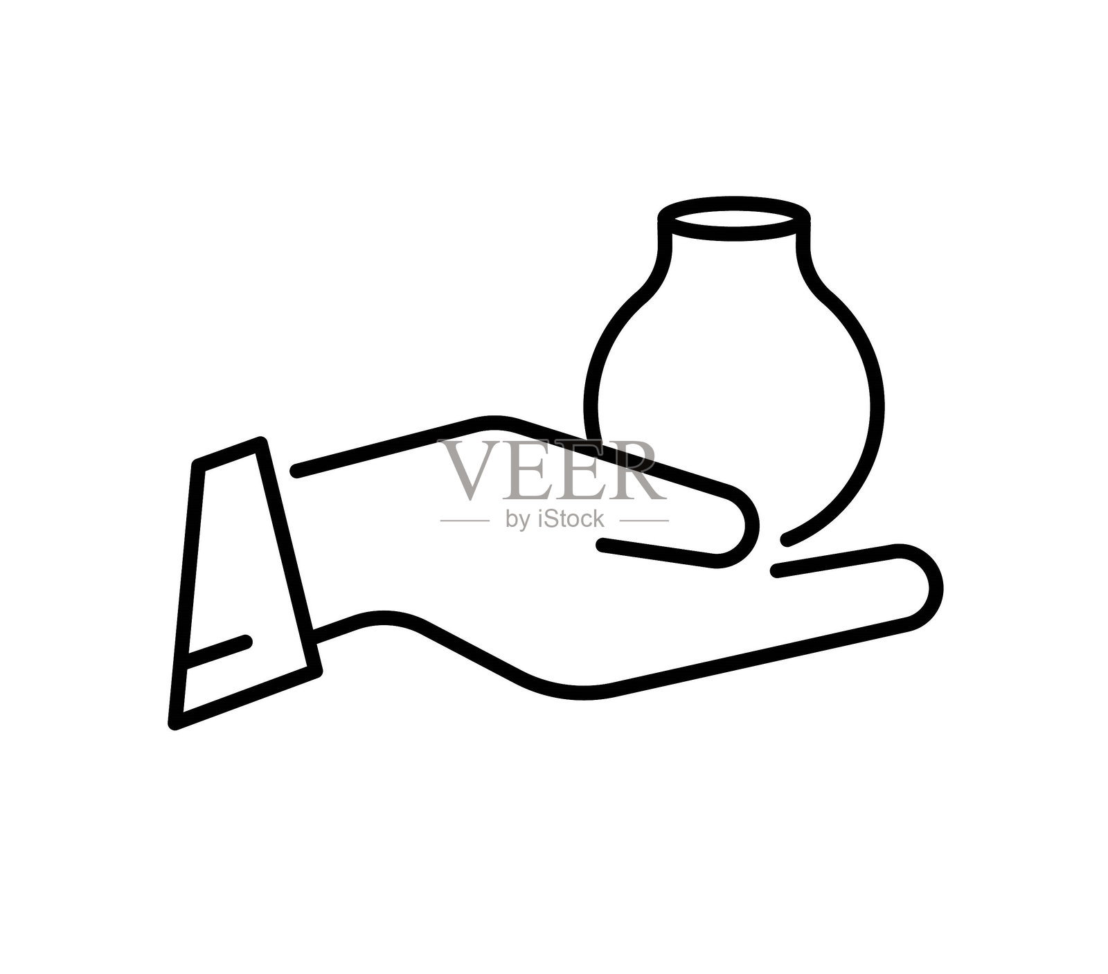 手持锅图标，矢量最佳线图标。插画图片素材