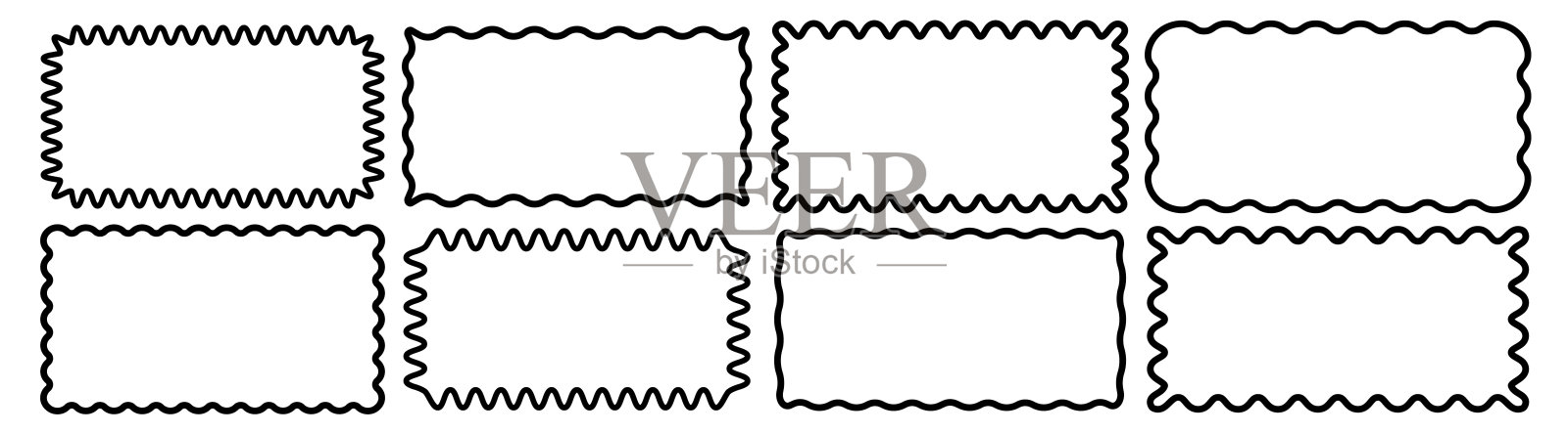 云波曲线边缘边框设置黑色插画图片素材