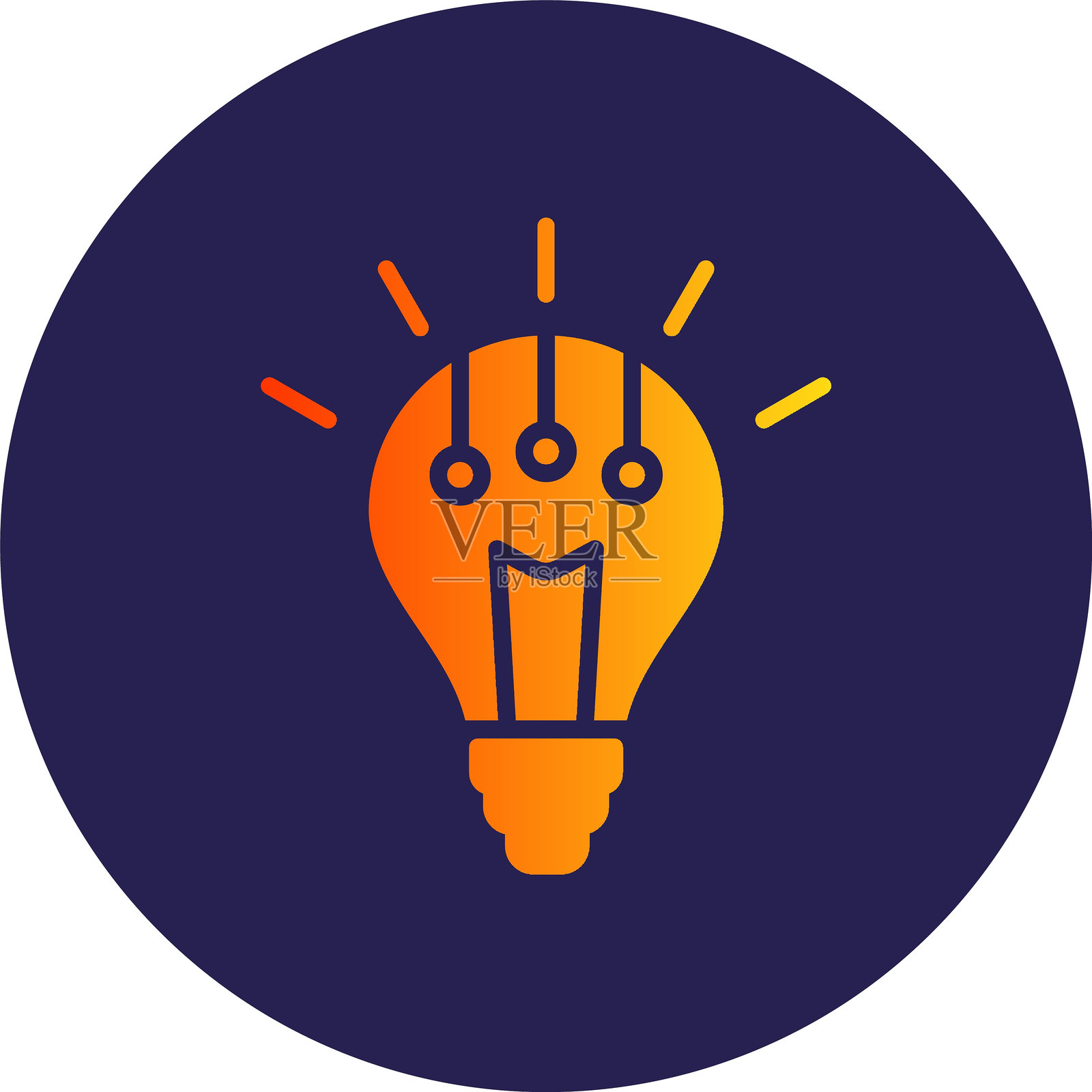 灯泡字形圆圈渐变图标插画图片素材