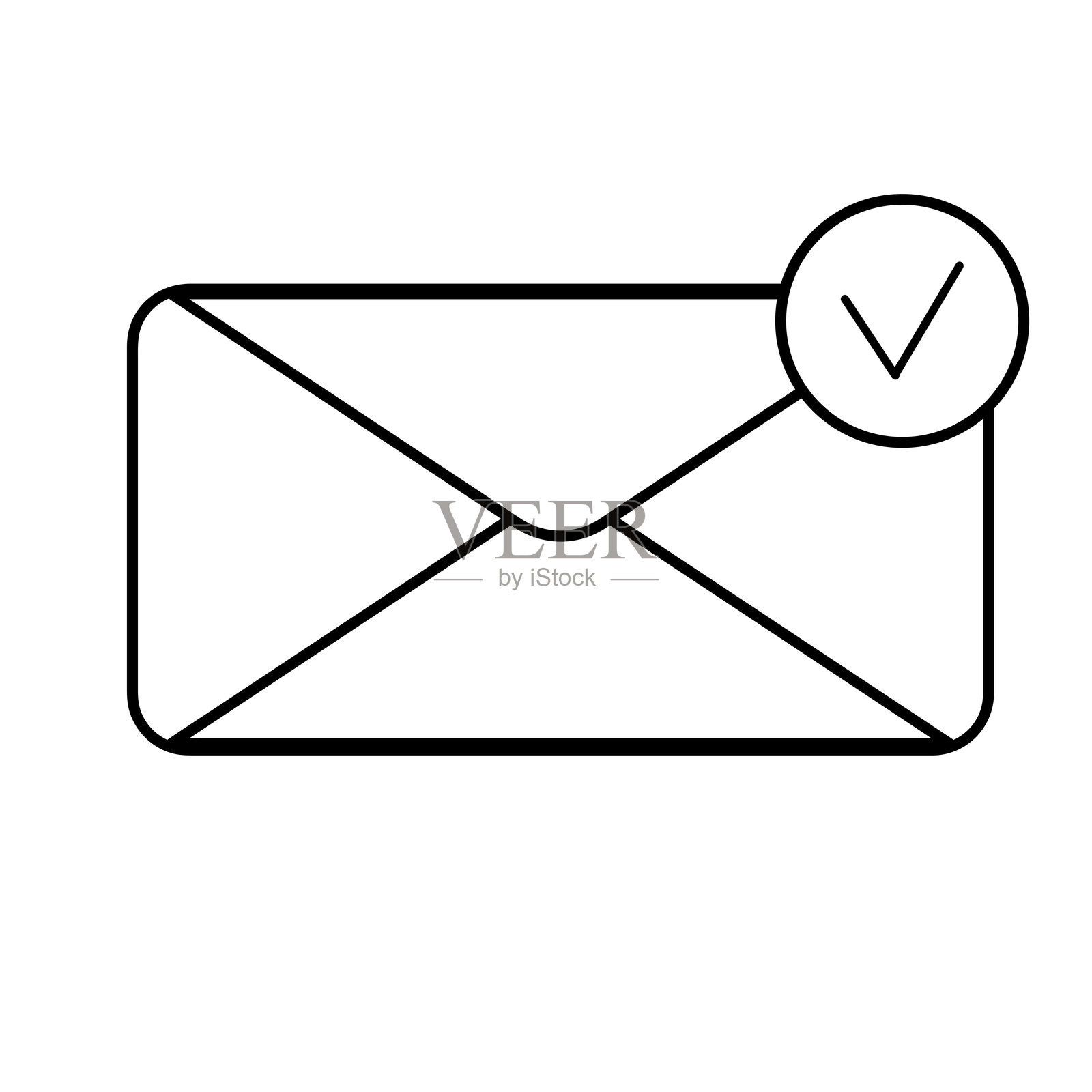 信封图标在时尚的扁平tick电子邮件矢量图标符号图形隔离标志网页图标设计插画图片素材