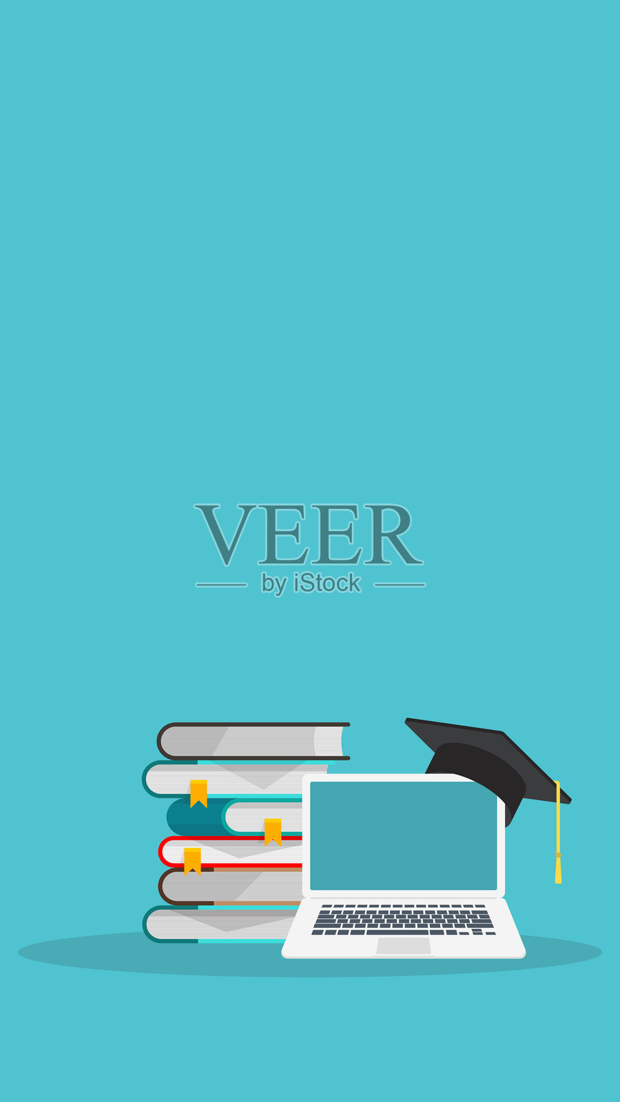 E-learning，在家进行在线教育。网络研讨会、商业在线培训、计算机教育或电子学习概念的概念插画图片素材