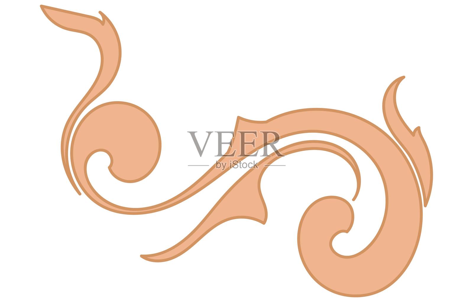 装饰复古简单的金色线条装饰巴洛克元素插画图片素材