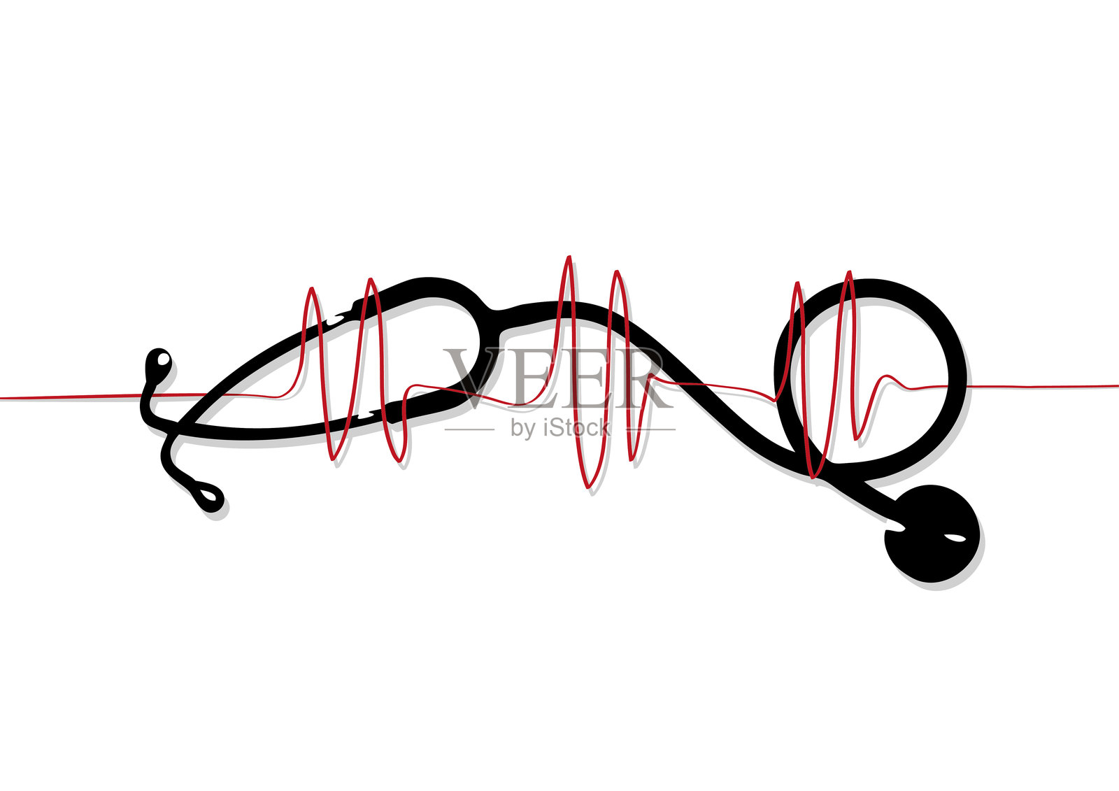 心跳听诊器的风格化插图，矢量插图插画图片素材