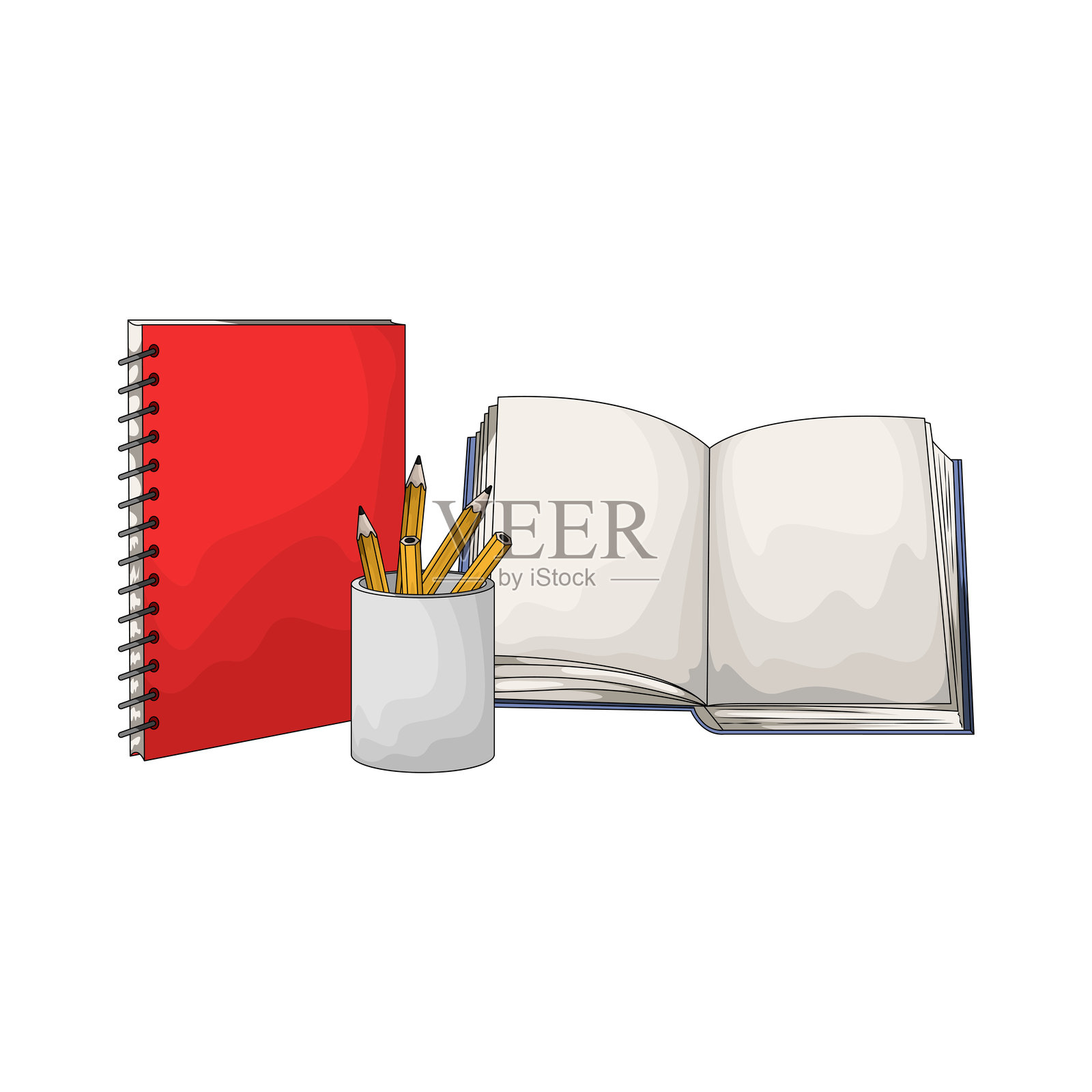 书和铅笔架插画图片素材