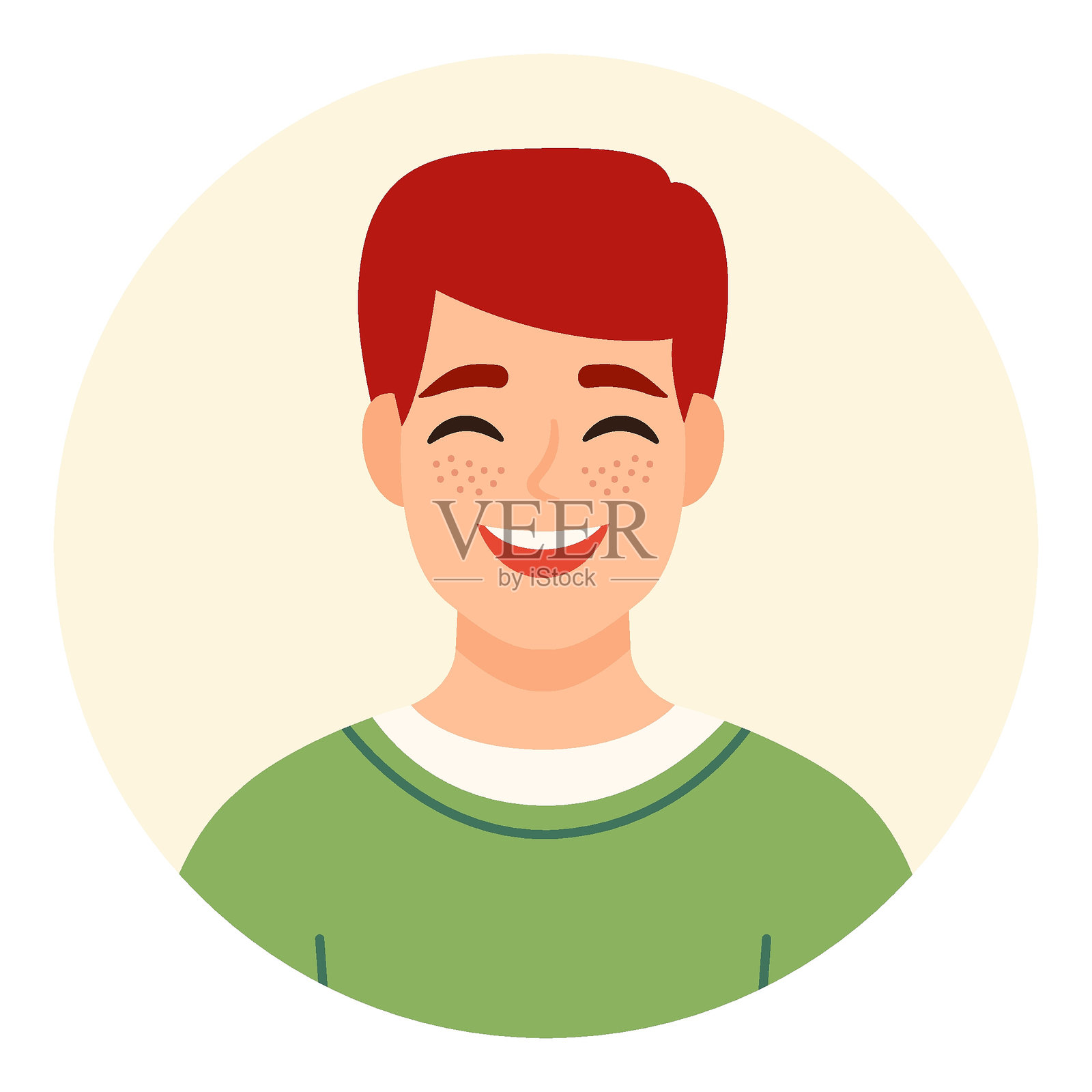 一个红头发男人的画像。男性的化身。矢量插图在一个平面的风格插画图片素材