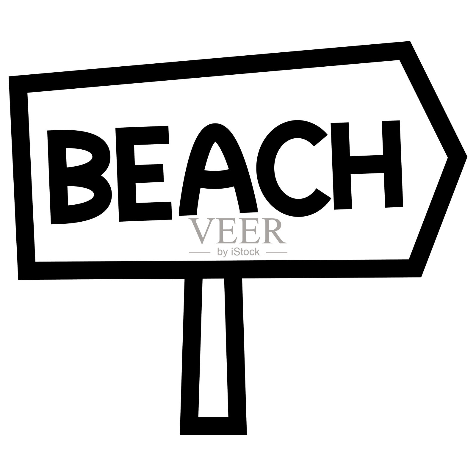 指示泳滩方向的路标插画图片素材