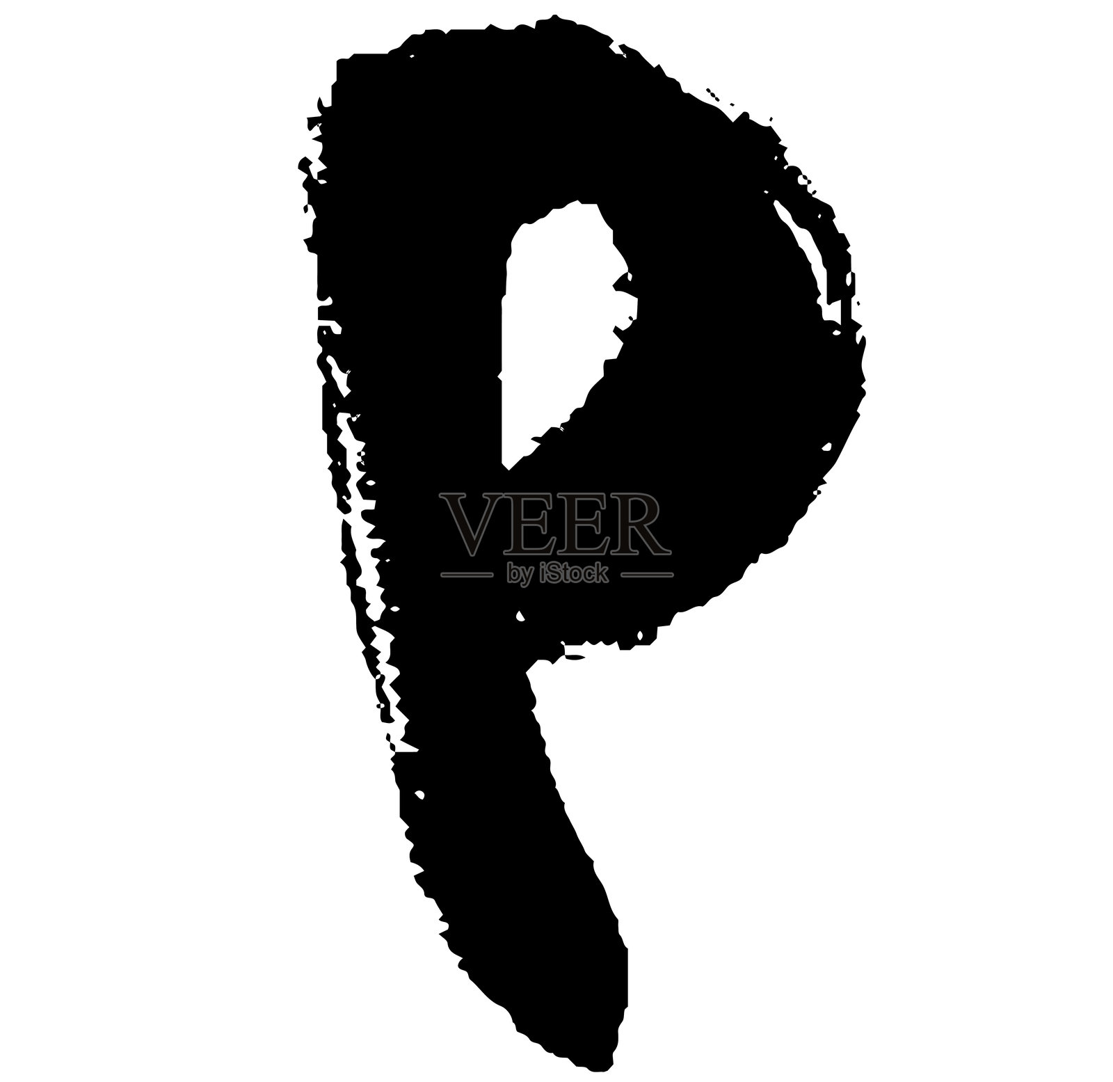 剪贴艺术的字母P与画笔触摸插画图片素材