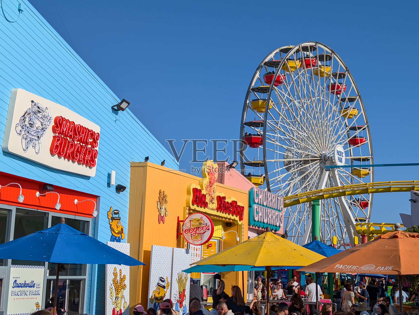 圣莫尼卡码头的食物和饮料照片摄影图片