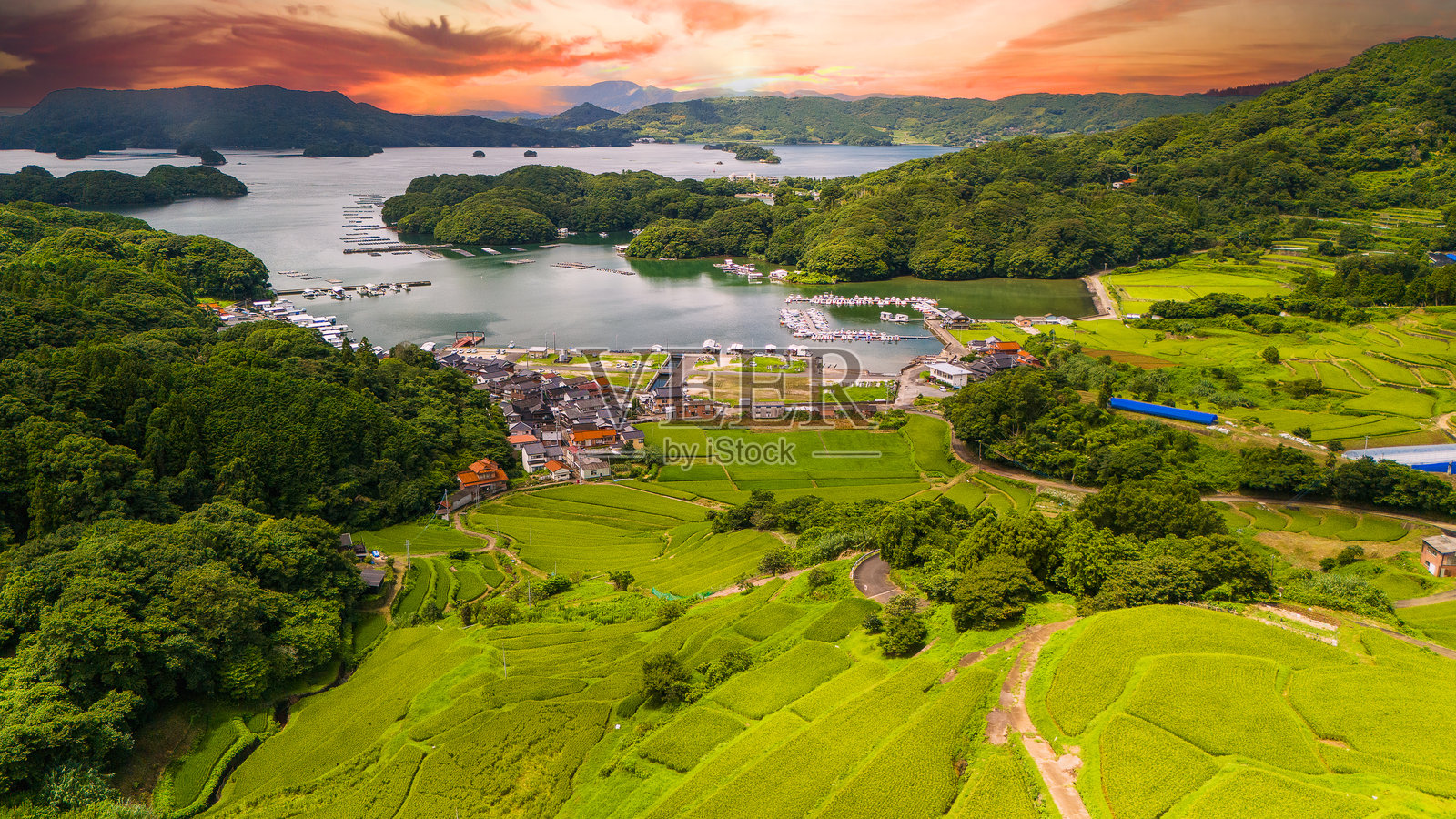 日本美丽梯田的航拍照片照片摄影图片
