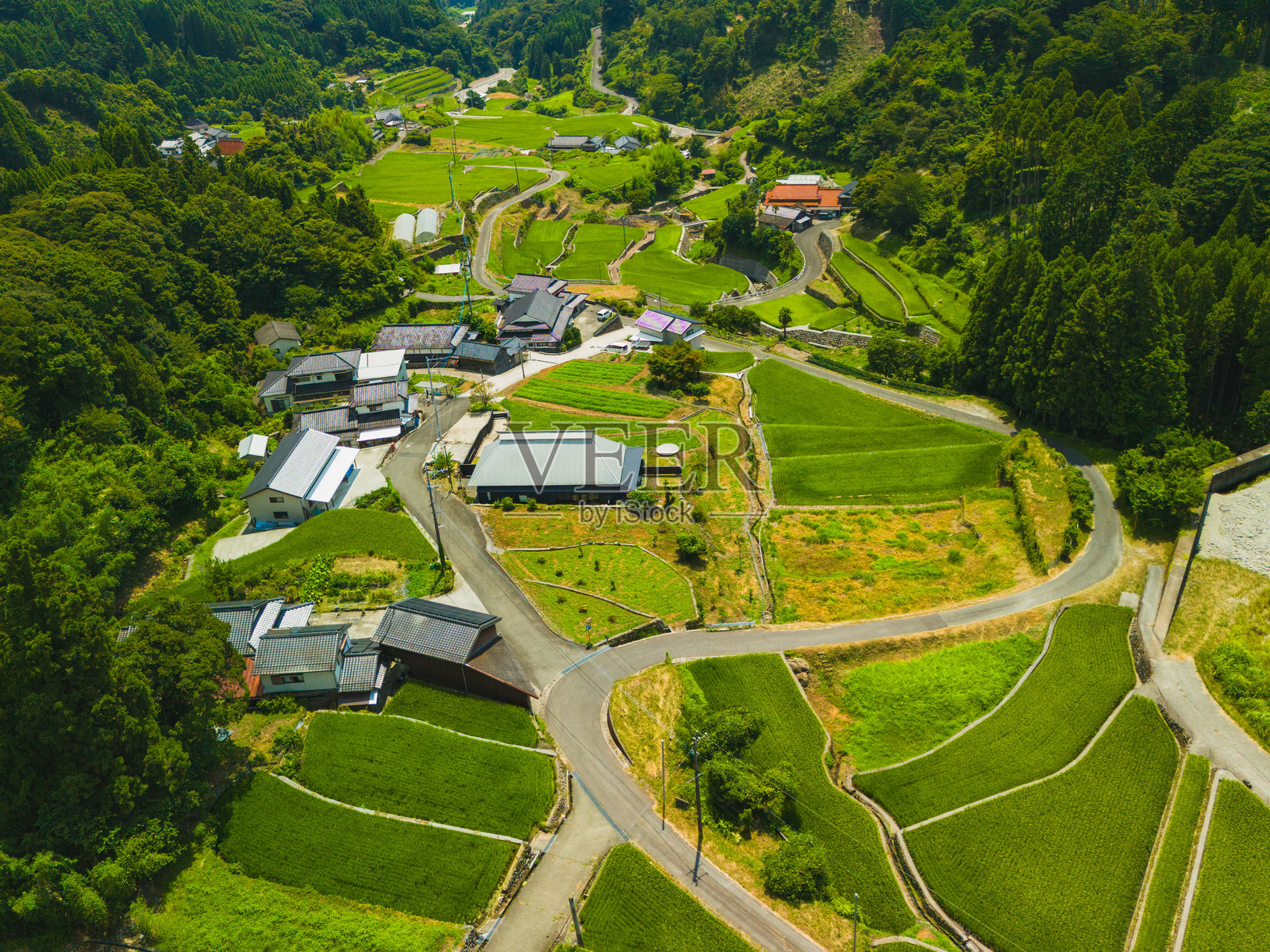 日本美丽梯田的航拍照片照片摄影图片