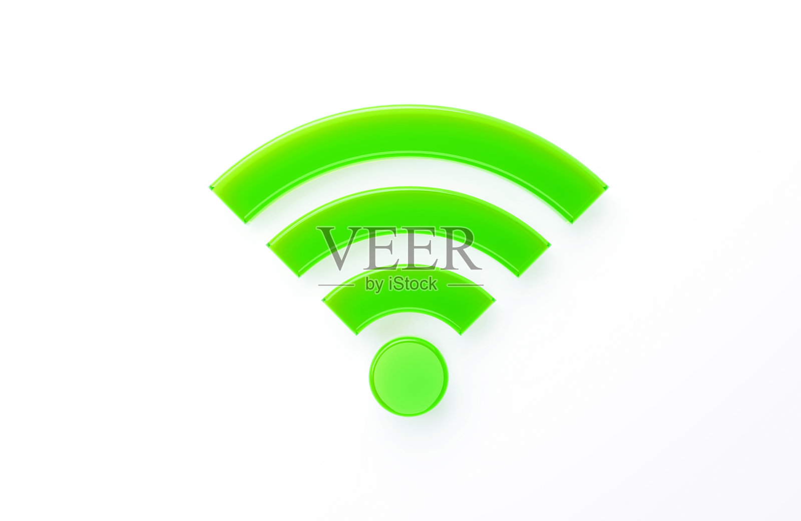 白色背景上的绿色Wi-Fi符号照片摄影图片